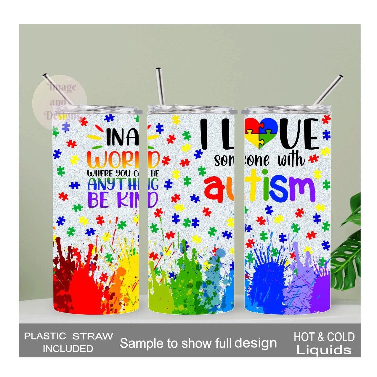 I Love Someone With Autism Tumbler 20oz With Reusable Straw