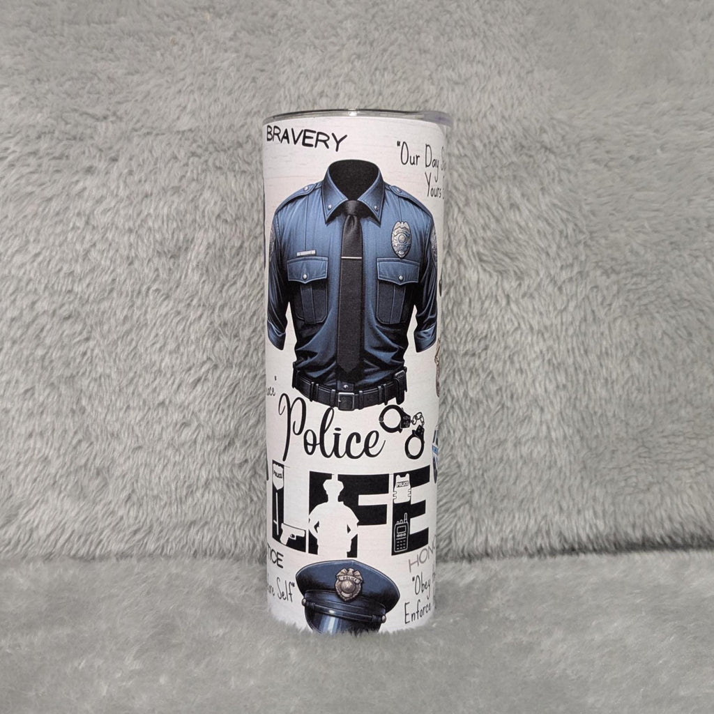 Police Life Tumbler 20oz With Reusable Straw