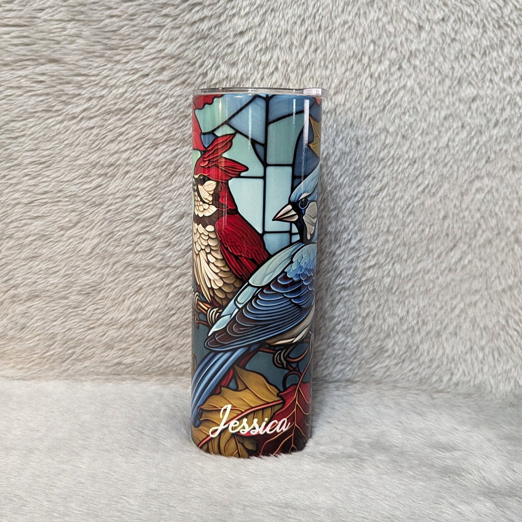 Blue Jay Tumbler 20oz With Reusable Straw, Can Be Personalized