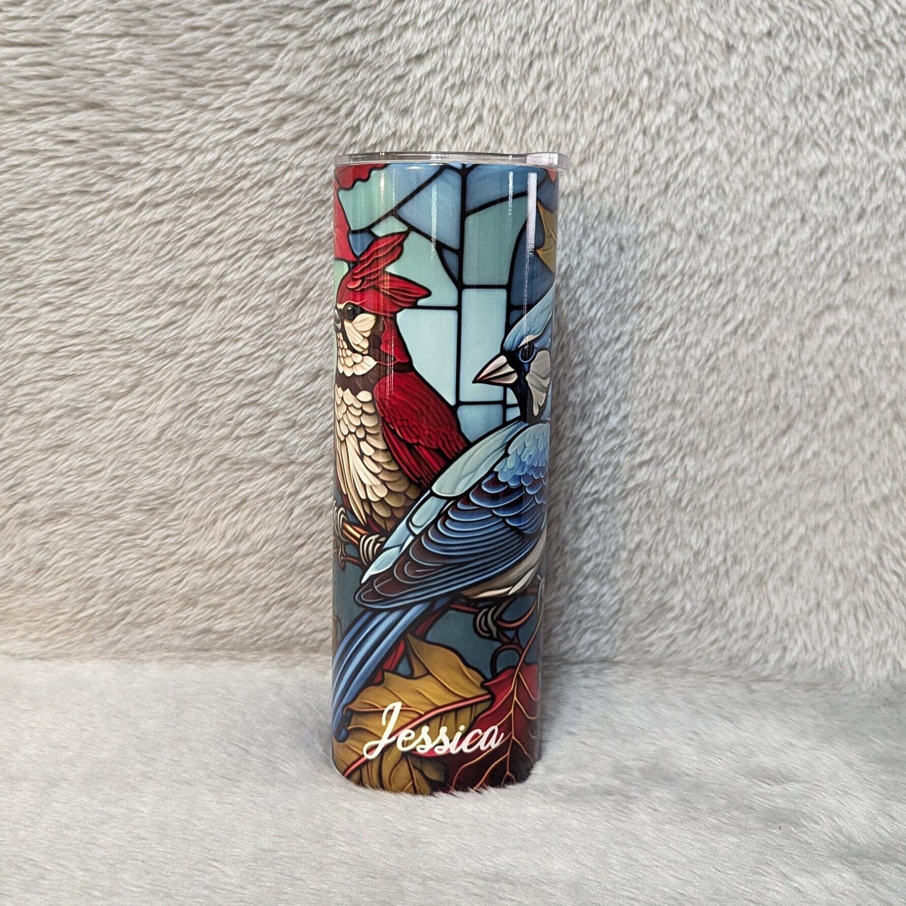 Blue Jay Tumbler 20oz With Reusable Straw, Can Be Personalized