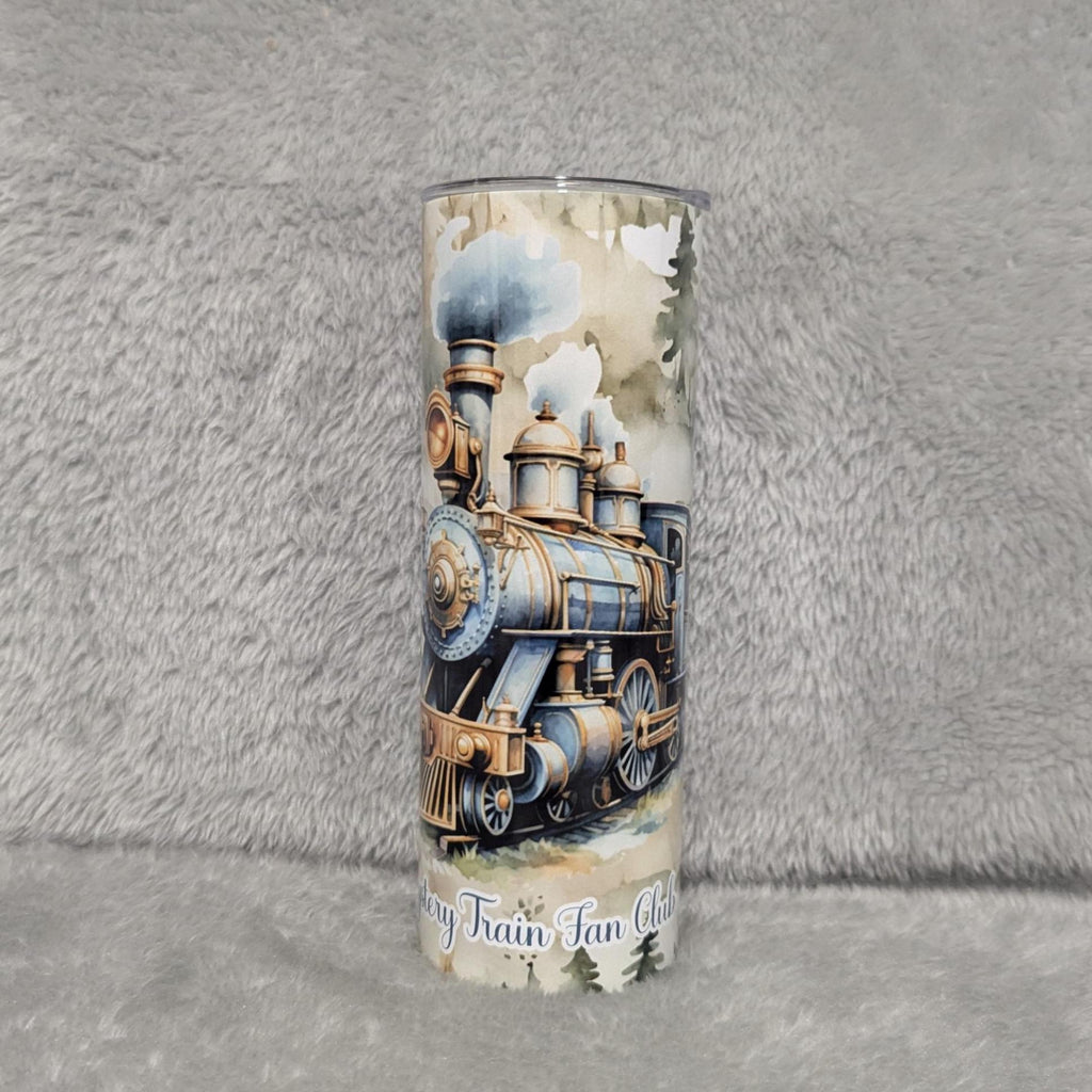 Train Tumbler 20oz With Reusable Straw, Can Be Personalized