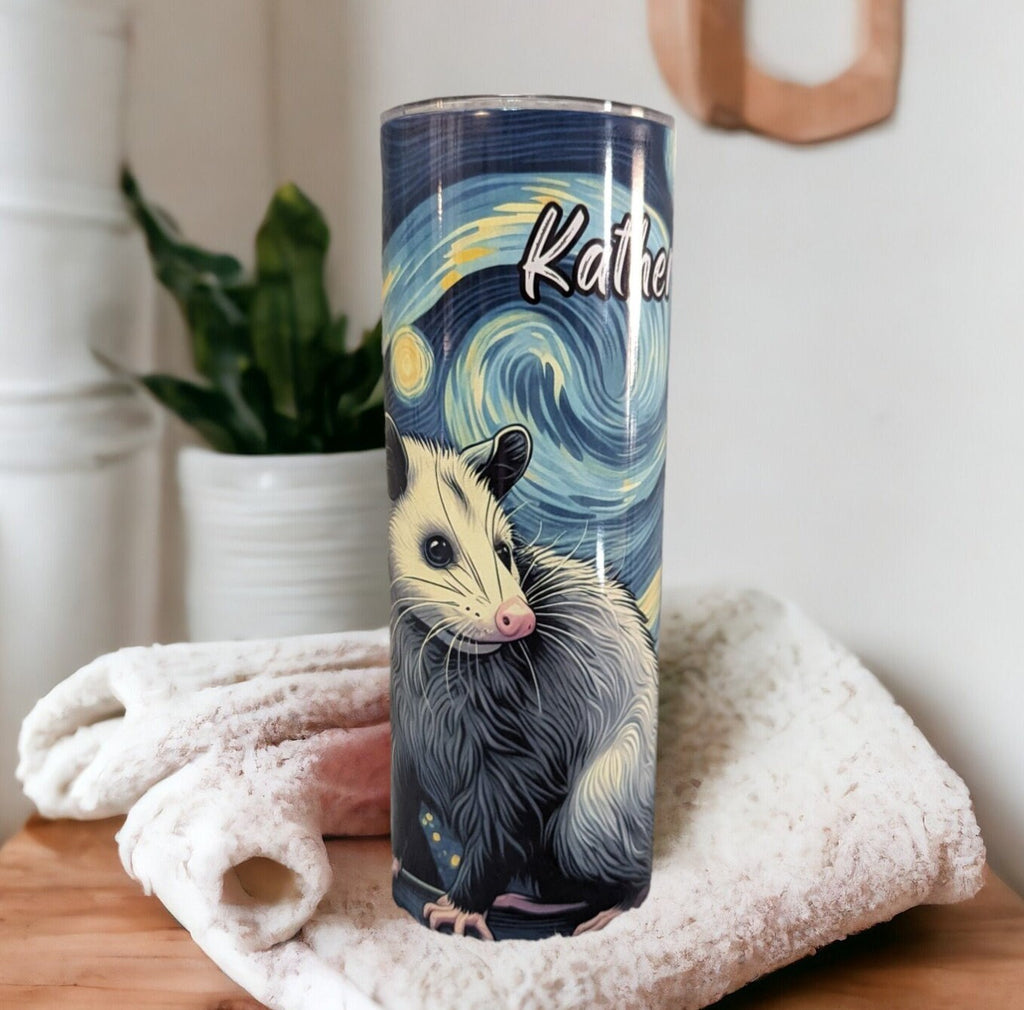 Possum Tumbler 20oz With Reusable Straw, Can Be Personalized