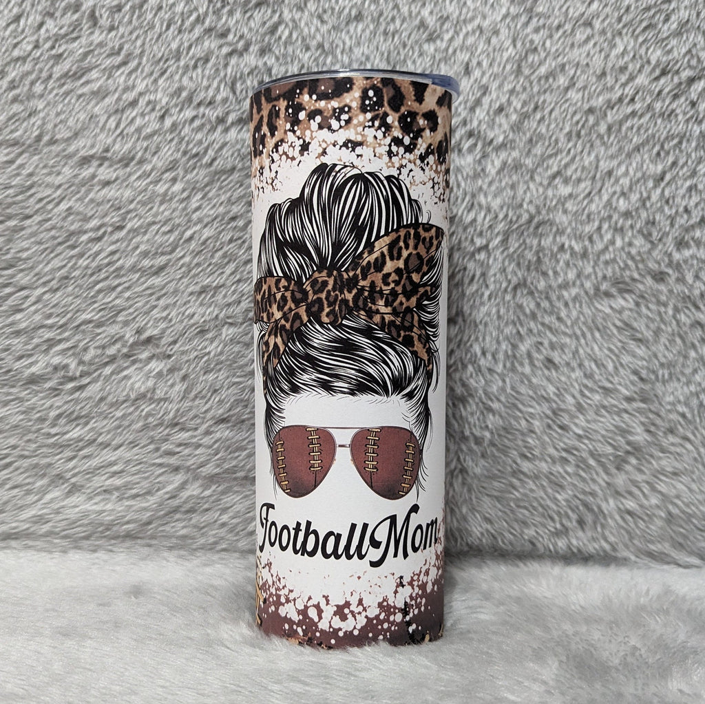 Football Mom Tumbler 20oz With Reusable Straw, Can Be Personalized