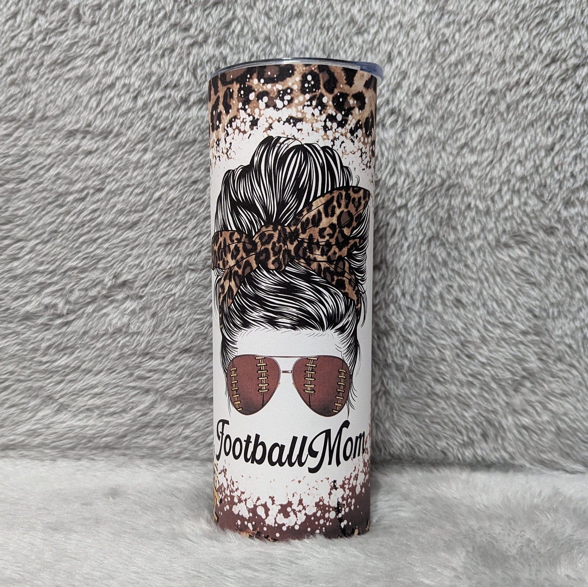 Football Mom Tumbler 20oz With Reusable Straw, Can Be Personalized