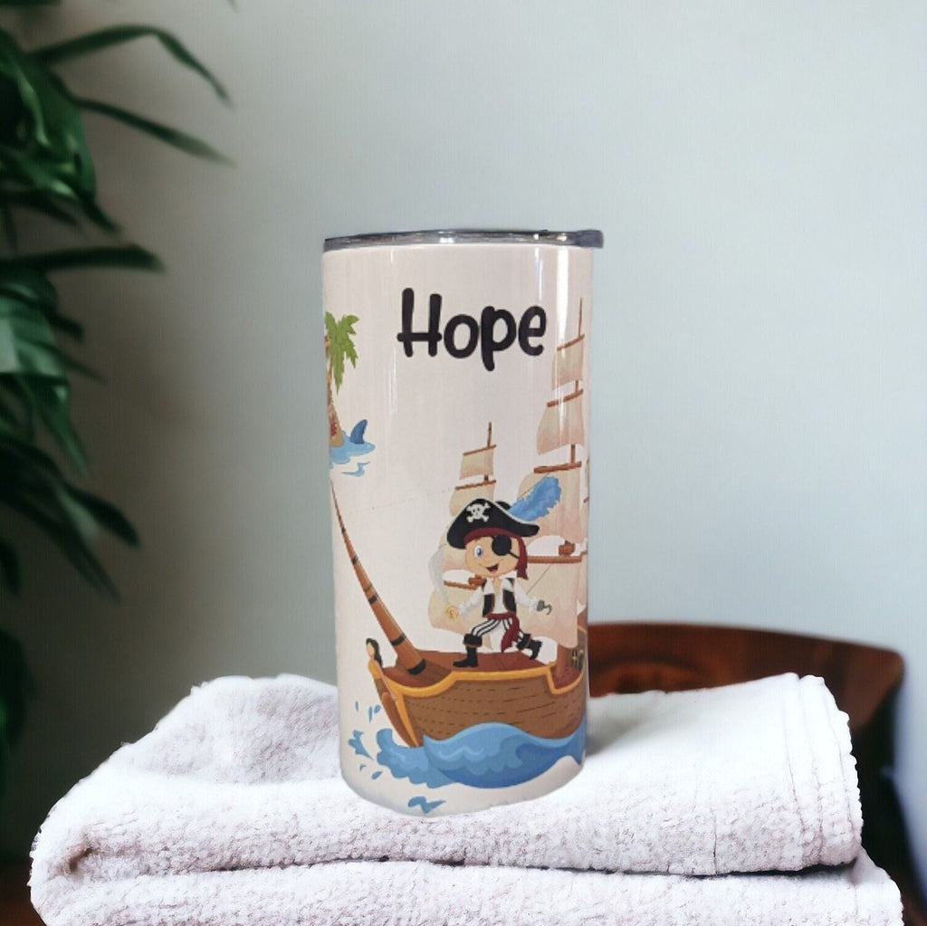 Kids Pirate Tumbler 15oz With Reusable Straw, Can Be Personalized
