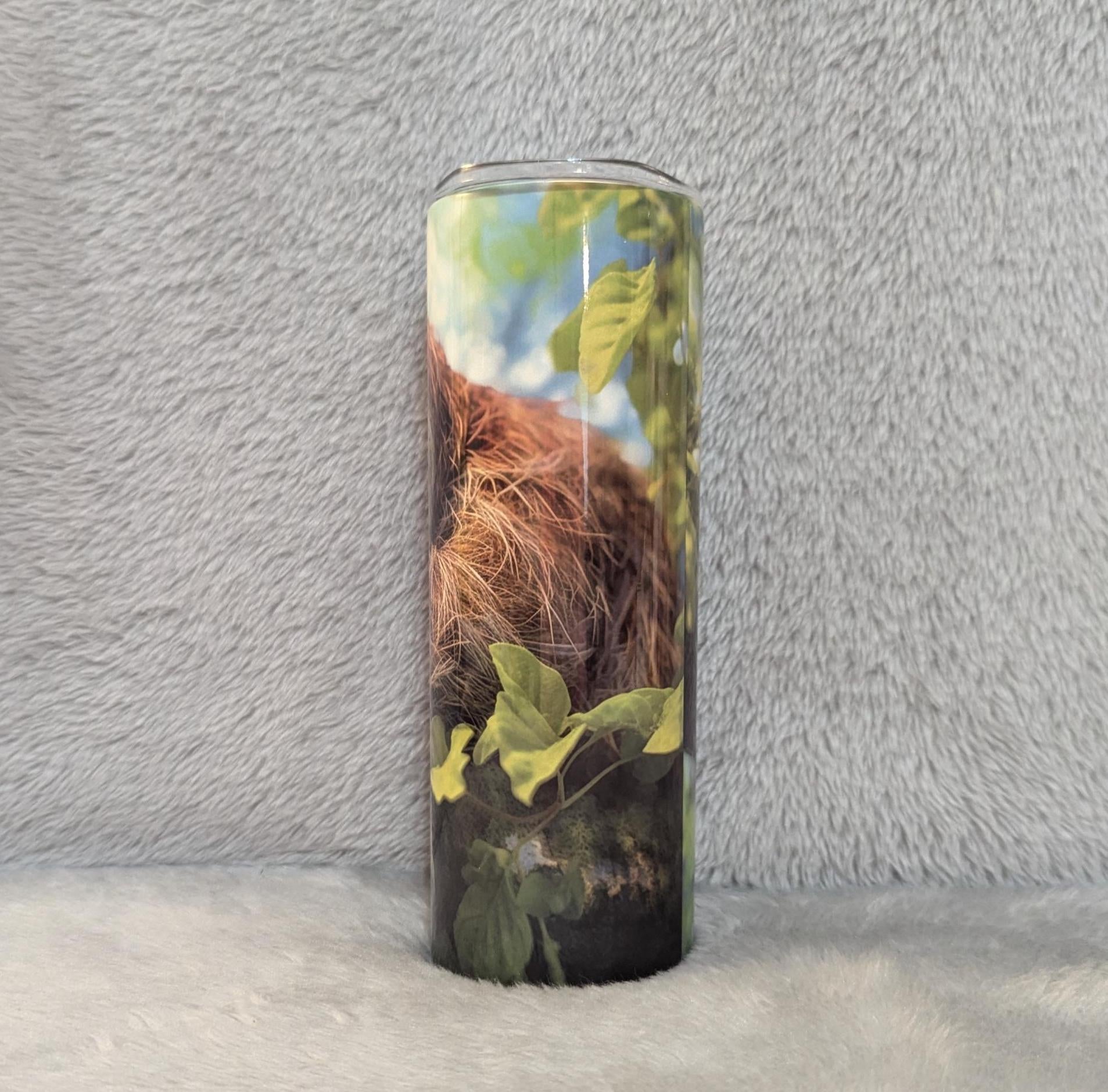Sloth Tumbler with Sleepy Sloth 20oz With Reusable Straw, Can Be Personalized