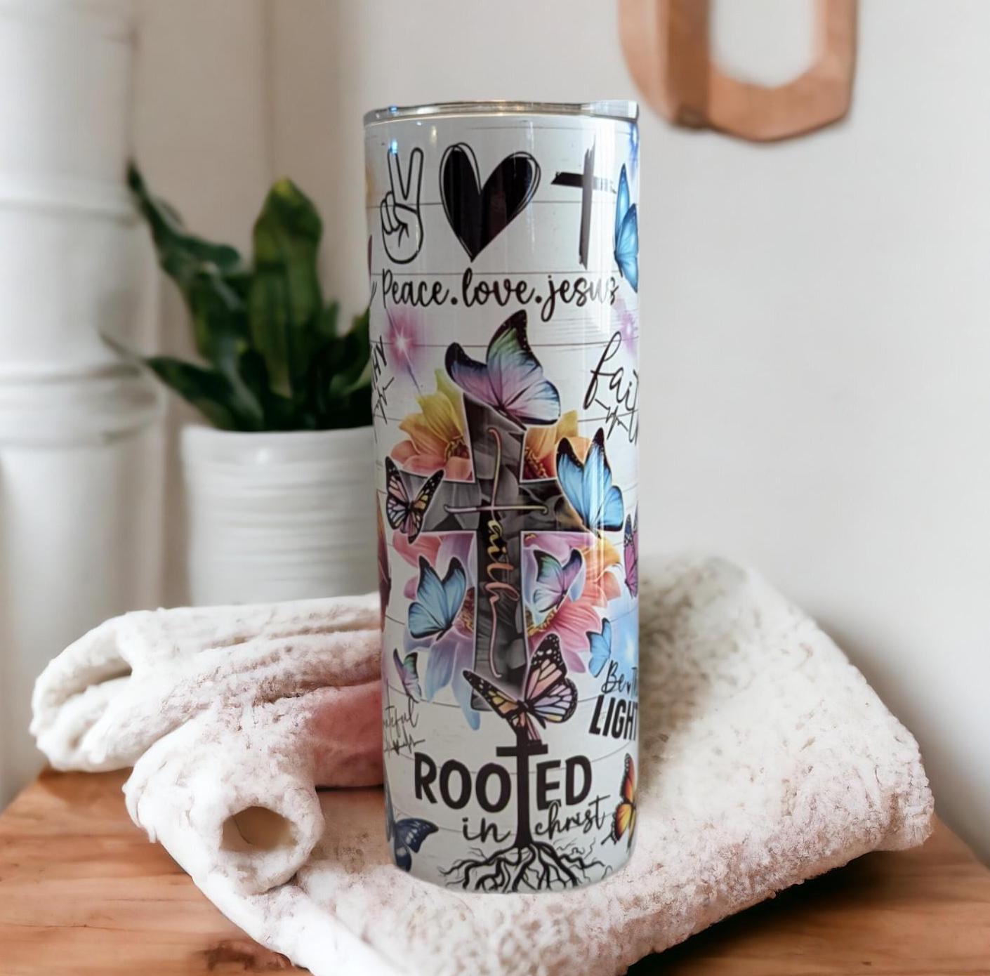 Religious Inspirational Tumbler 20oz With Reusable Straw