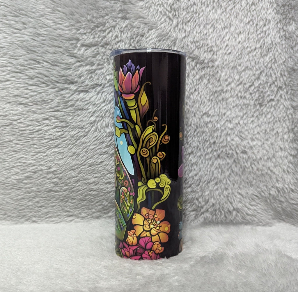 Frog Tumbler With Stained Glass Design 20oz With Reusable Straw, Can Be Personalized