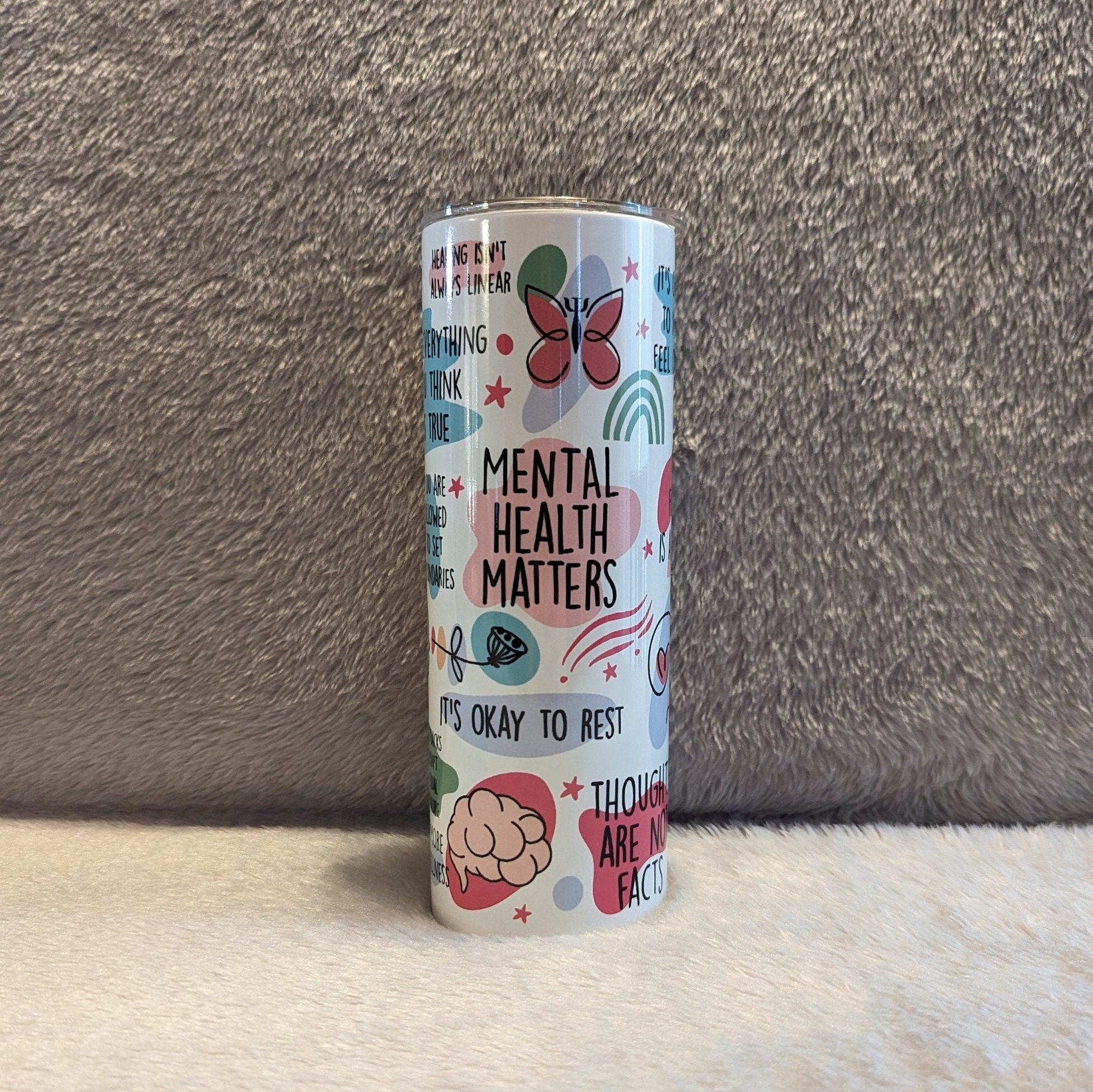 Mental Health Matters Tumbler 20oz With Reusable Straw