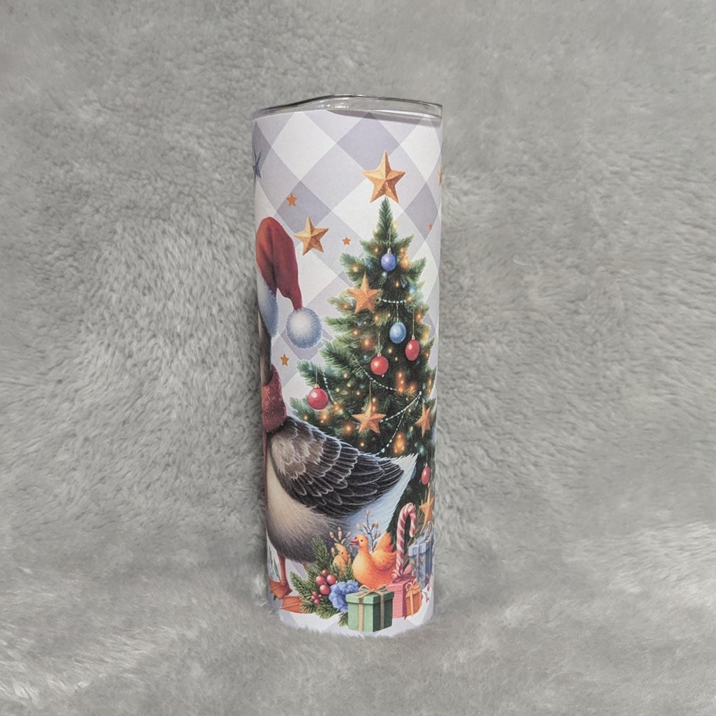 Christmas Goose Tumbler 20oz With Reusable Straw, Can Be Personalized