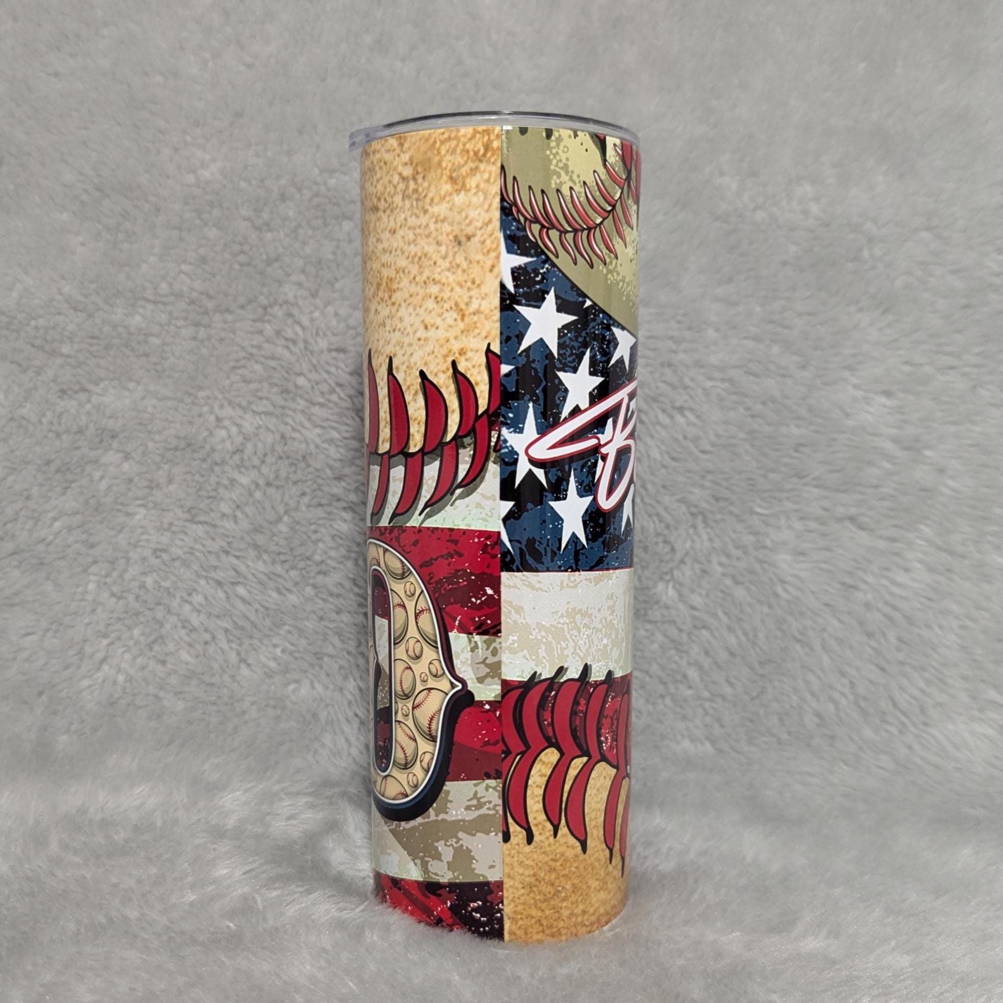 Baseball Dad Tumbler 20oz With Reusable Straw