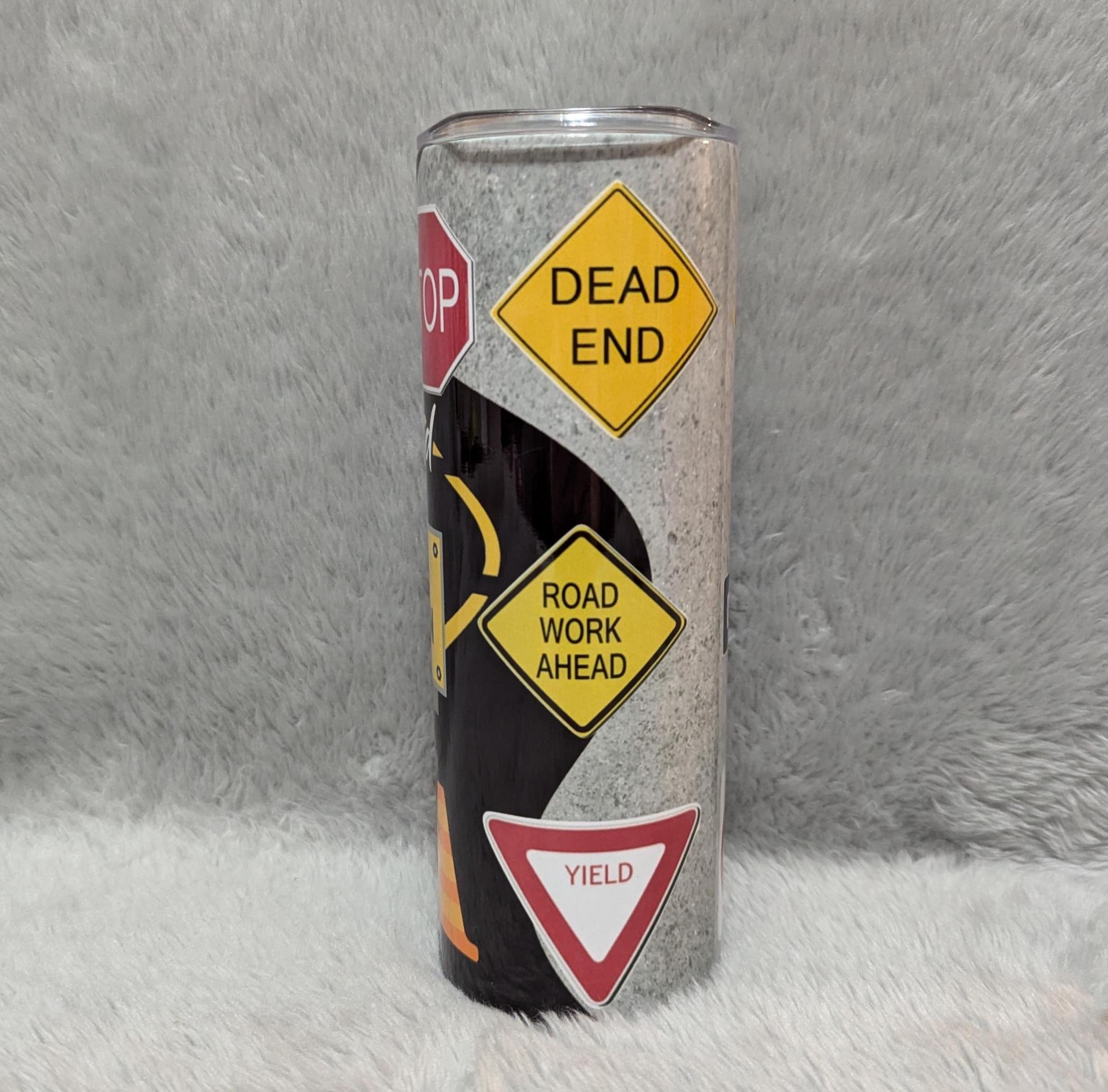 Construction Tumbler 20oz With Reusable Straw, Can Be Personalized