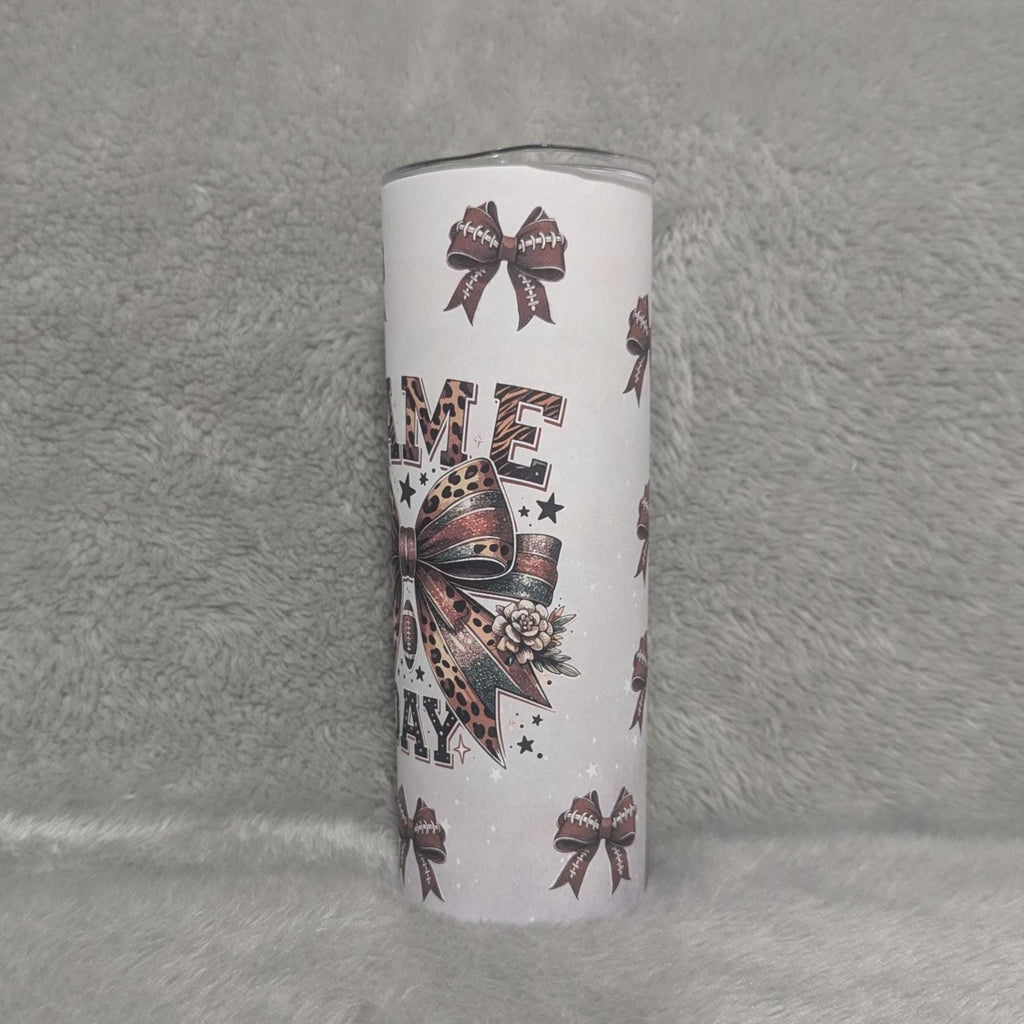 Football Game Day Tumbler 20oz With Reusable Straw