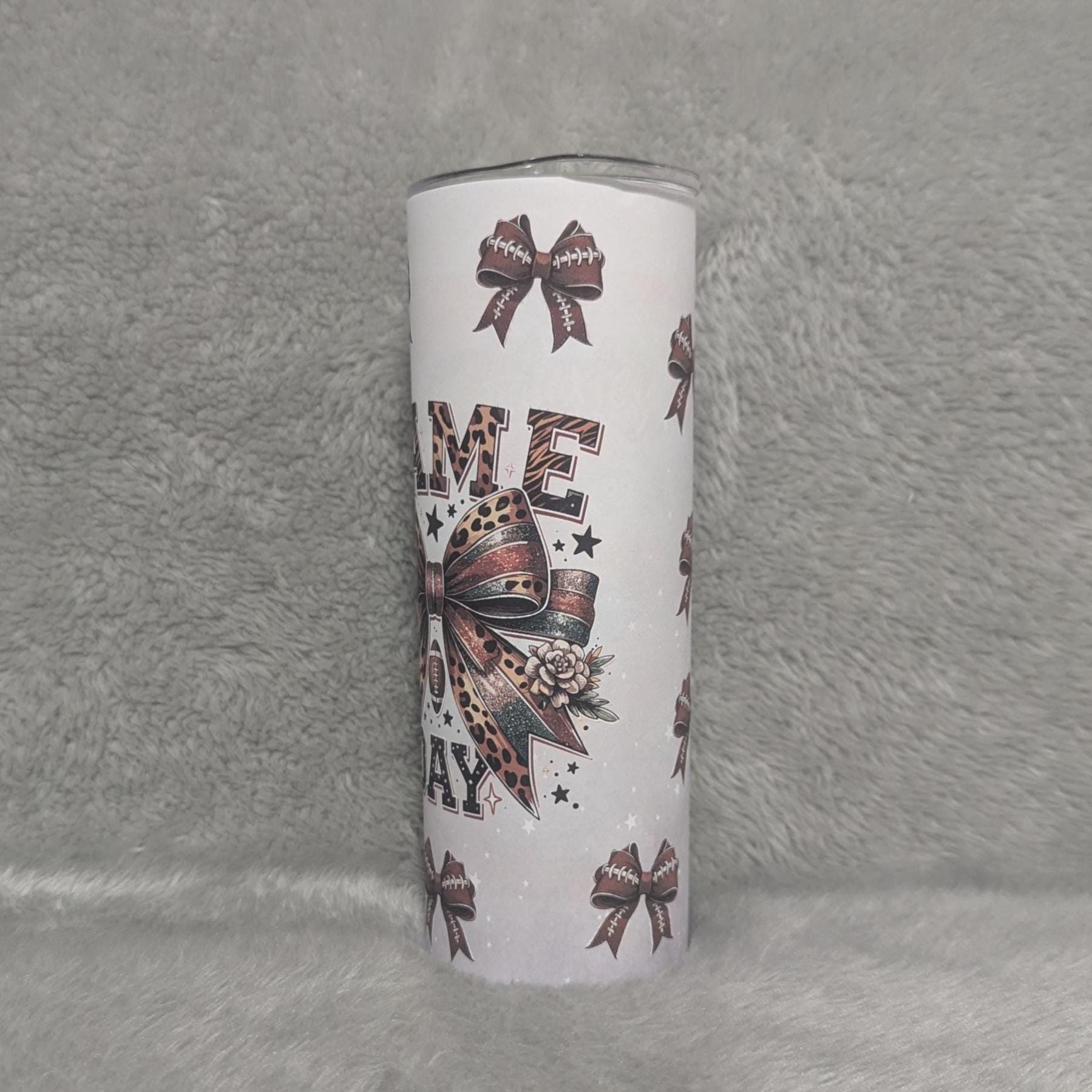Football Game Day Tumbler 20oz With Reusable Straw