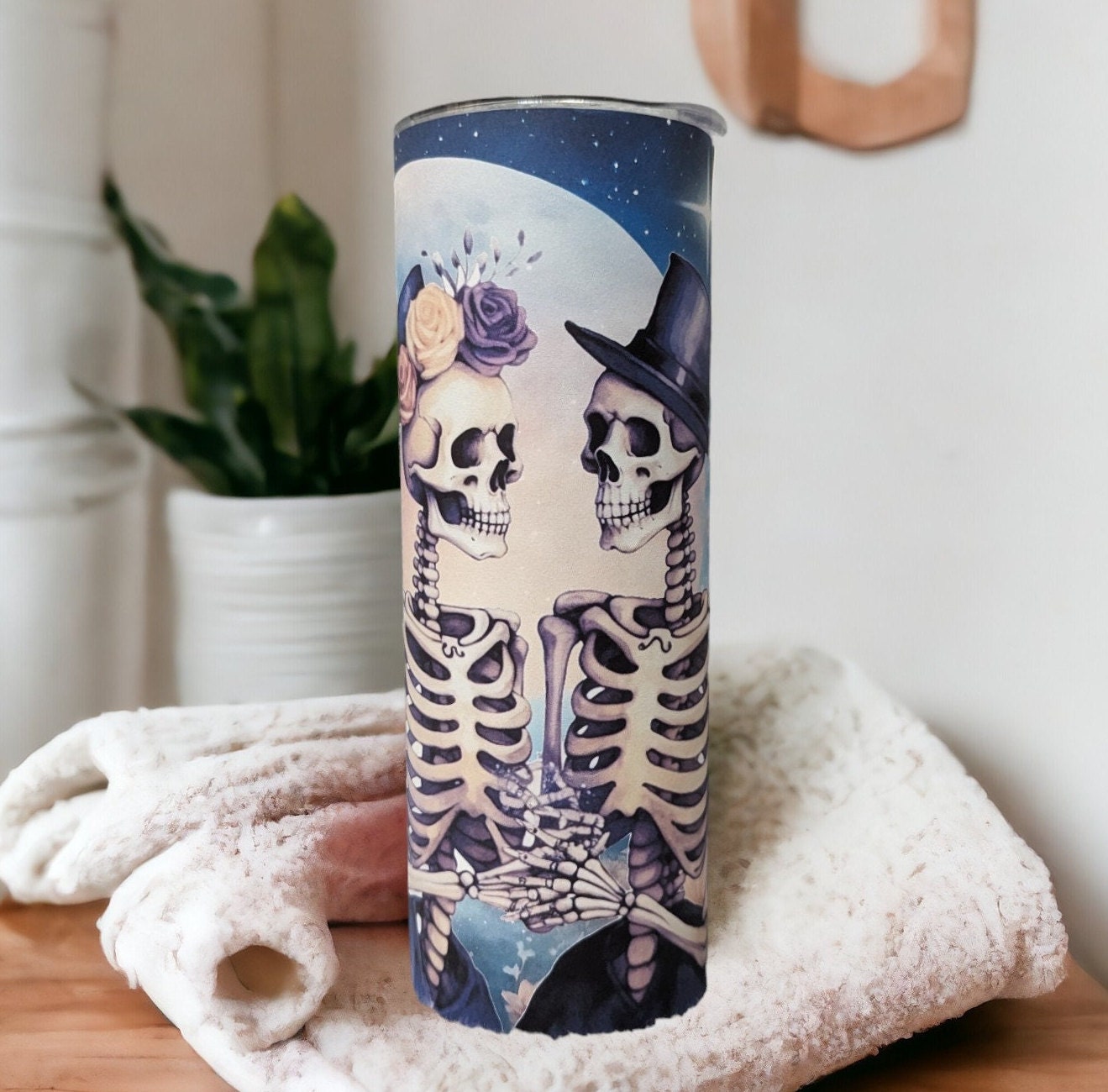 Always and Forever Skeleton Tumbler 20oz With Reusable Straw, Can Be Personalized