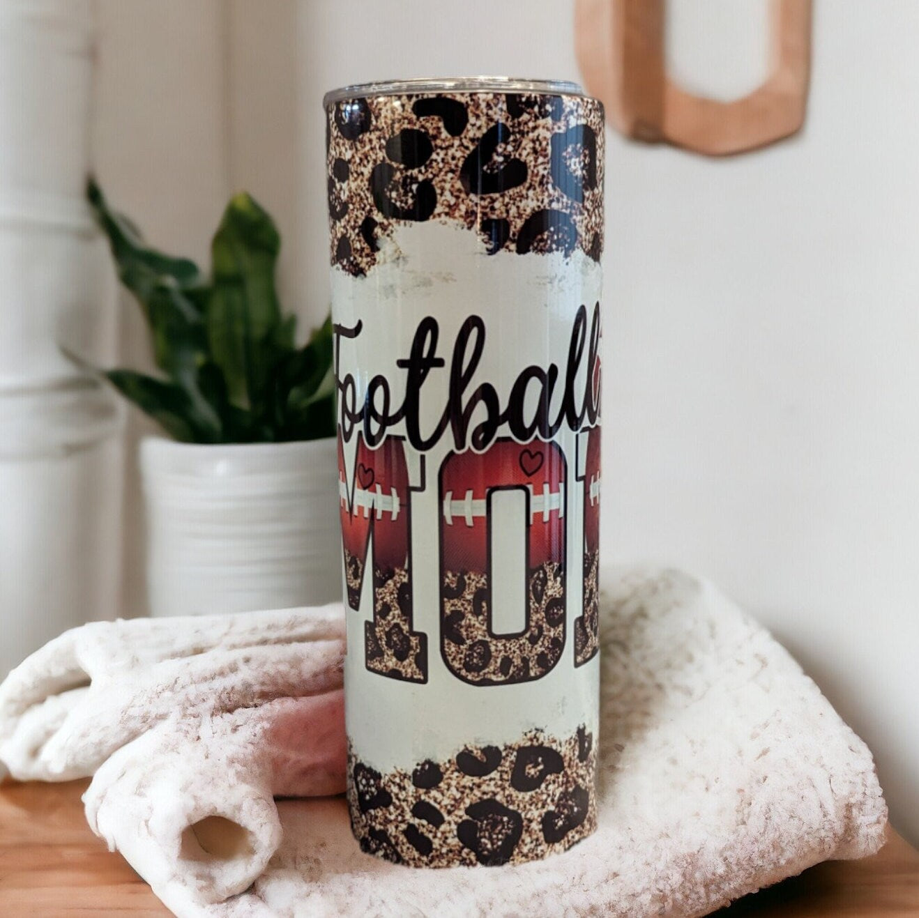 Football Mom Tumbler 20oz With Reusable Straw