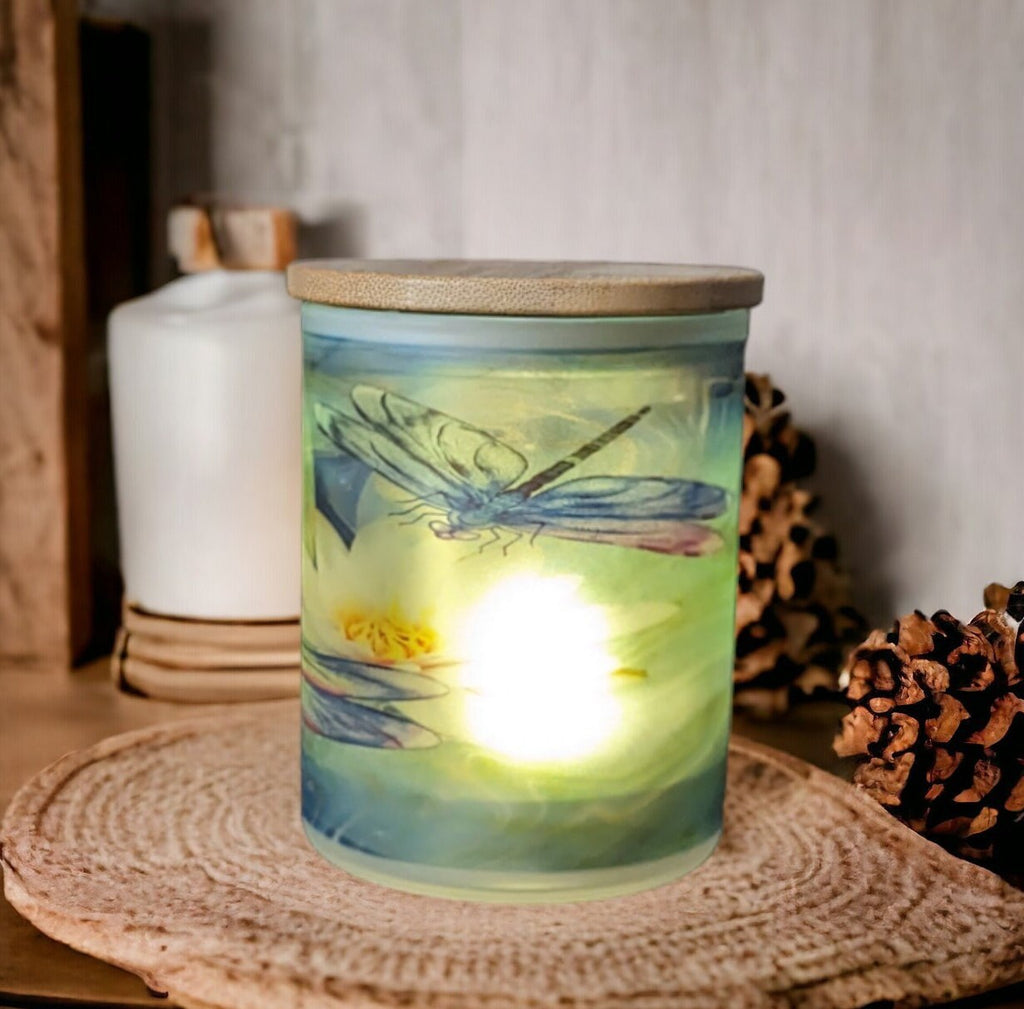 Dragonfly Candle Holder With A Battery Operated Flickering Tea Light