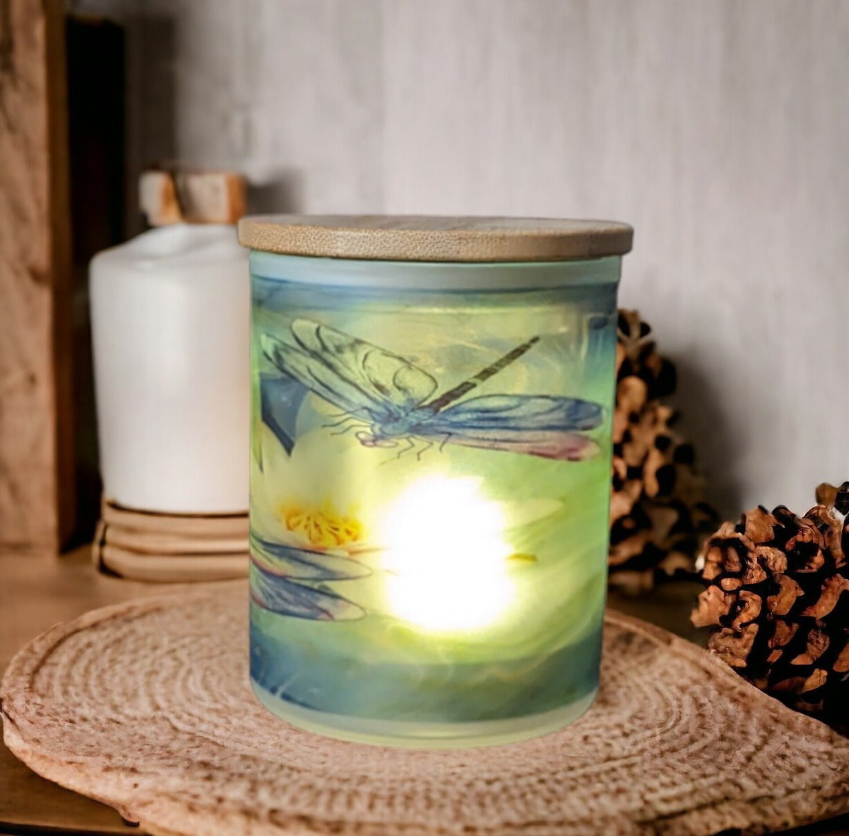 Dragonfly Candle Holder With A Battery Operated Flickering Tea Light