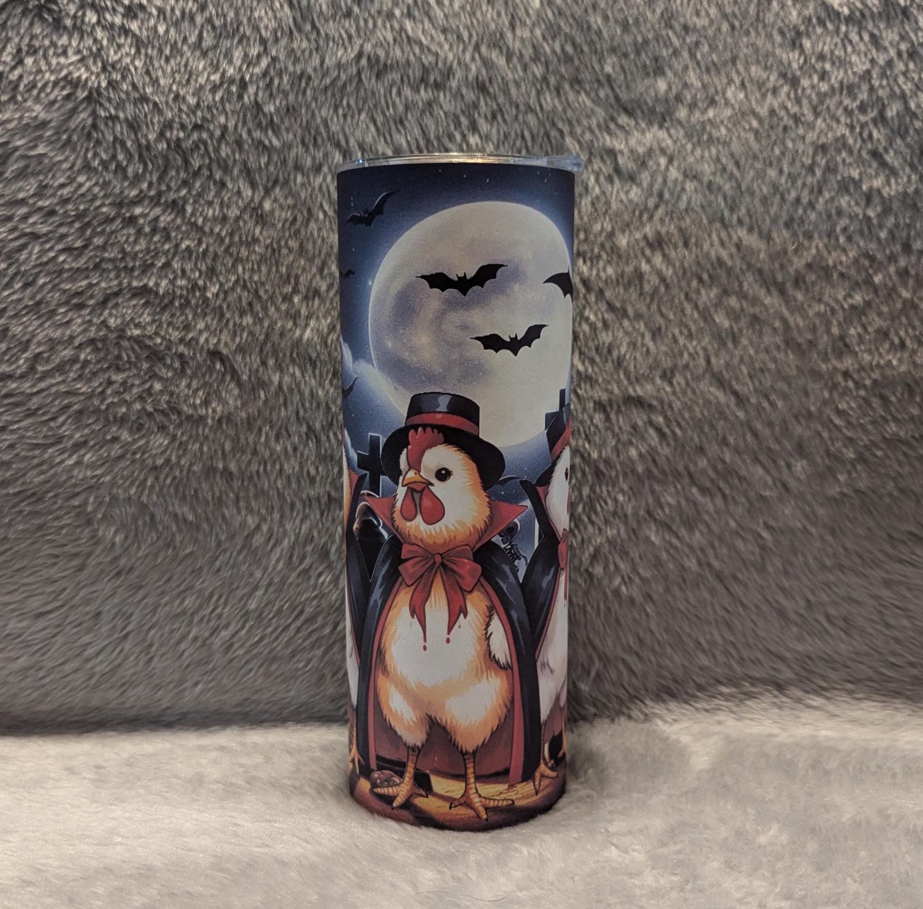 Halloween Chicken Tumbler 20oz With Reusable Straw, Can Be Personalized