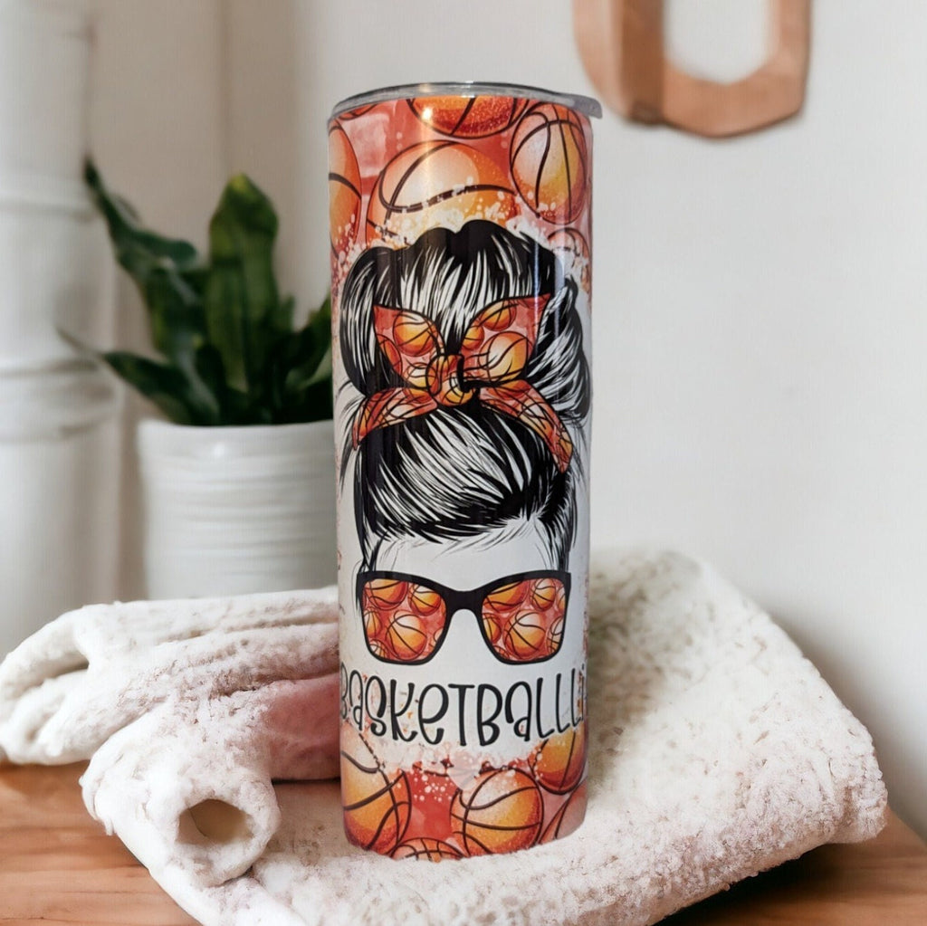 Basketball Mom Tumbler 20oz With Reusable Straw, Can Be Personalized