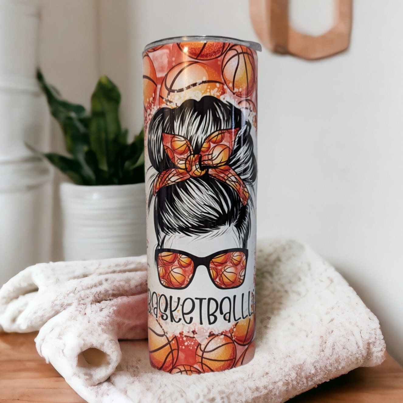 Basketball Mom Tumbler 20oz With Reusable Straw, Can Be Personalized