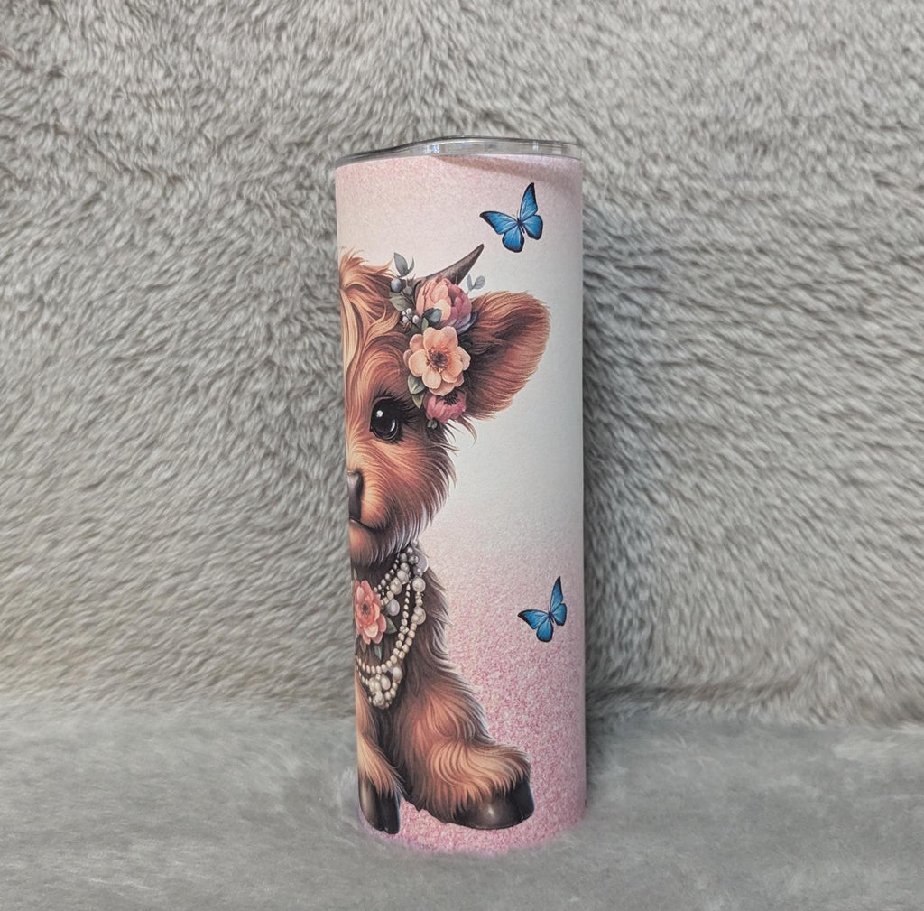 Highland Cow Tumbler 20oz With Reusable Straw, Can Be Personalized