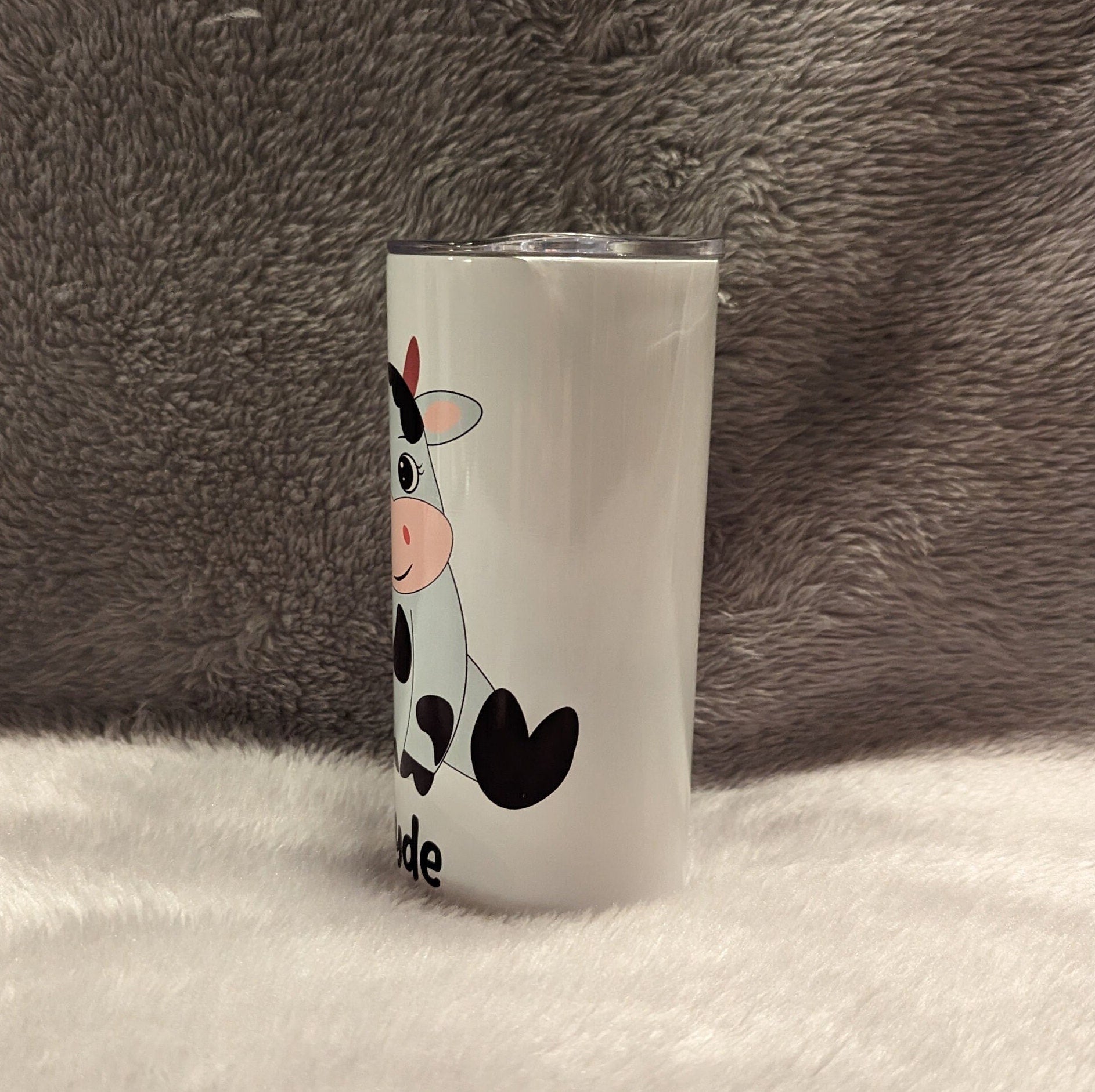 Kids Cow Tumbler 15oz With Reusable Straw, Can Be Personalized
