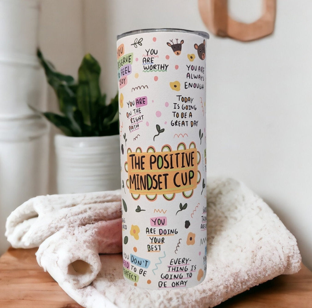 Positive Mindset Affirmation Tumbler 20oz With Reusable Straw