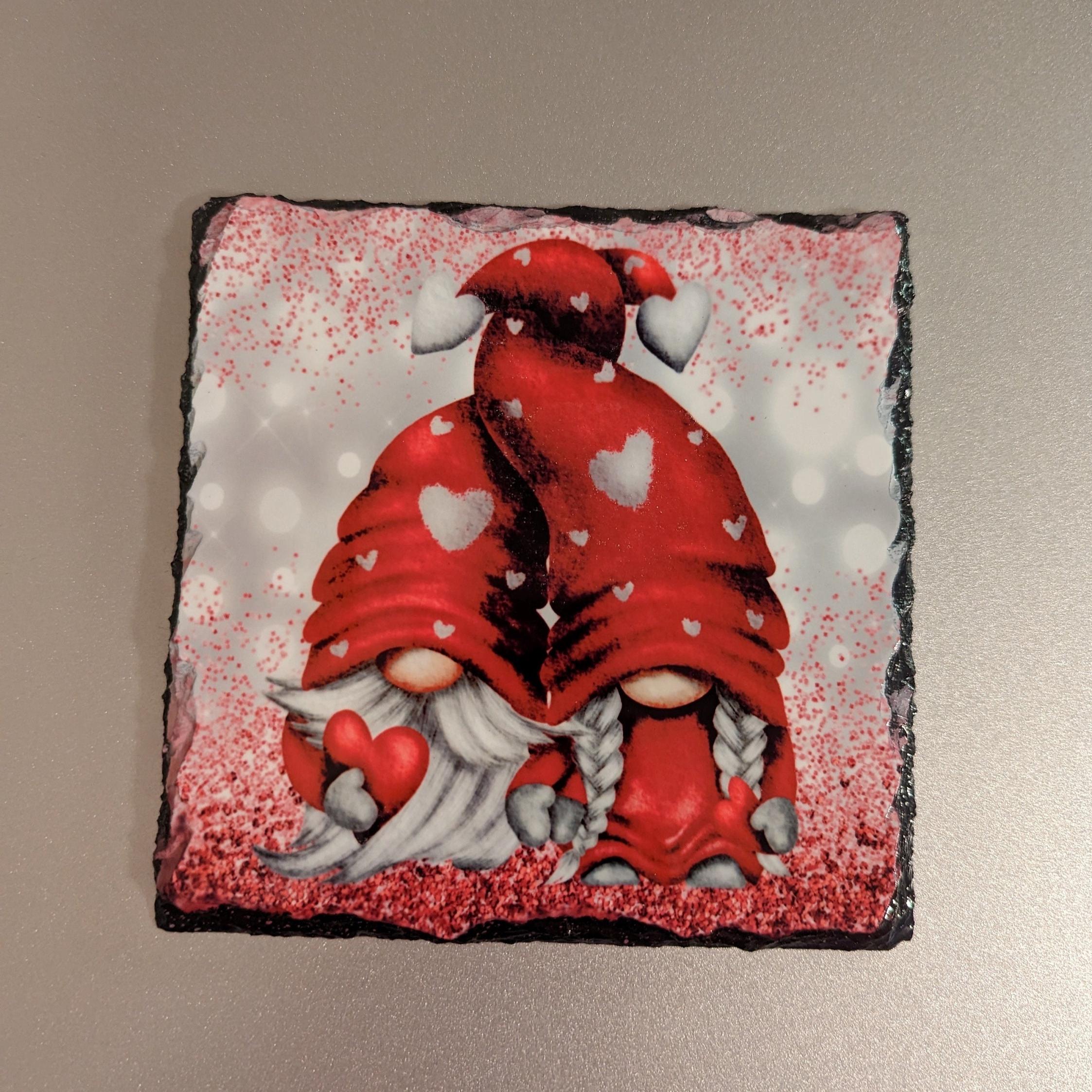 Slate Valentine Gnomes Picture With Display Legs
