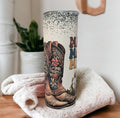 MAMA Tumbler with Cowgirl Boots and Glitter Design 20oz With Reusable Straw