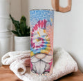 Colorful Tie Dye Gnome Tumbler 20oz With Reusable Straw, Can Be Personalized