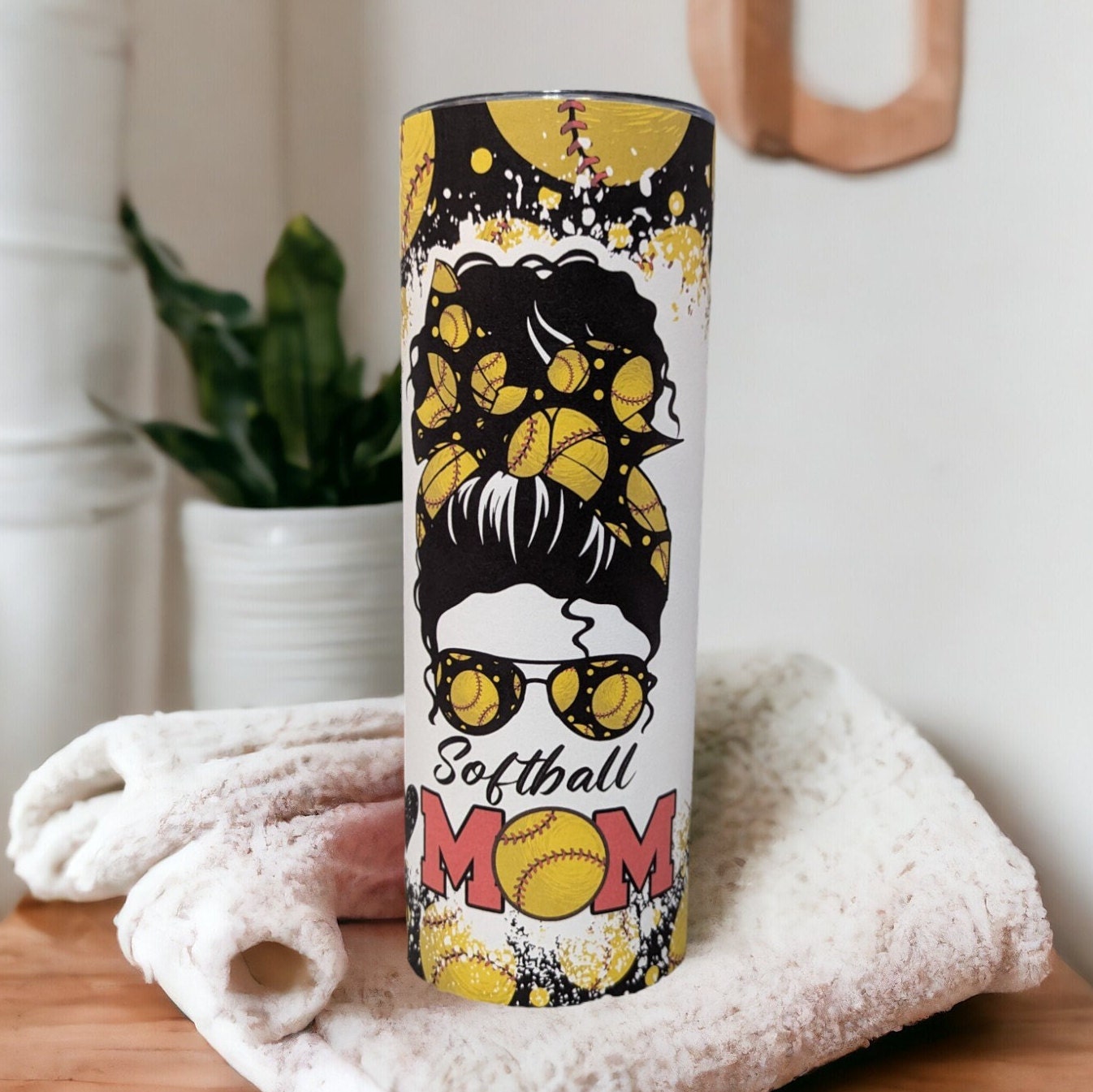 Softball Mom Tumbler 20oz With Reusable Straw