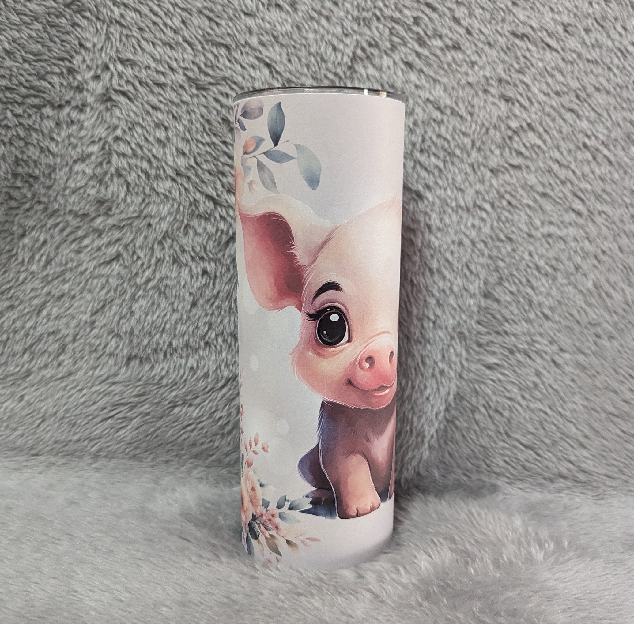 Pig Tumbler 20oz With Reusable Straw, Can Be Personalized
