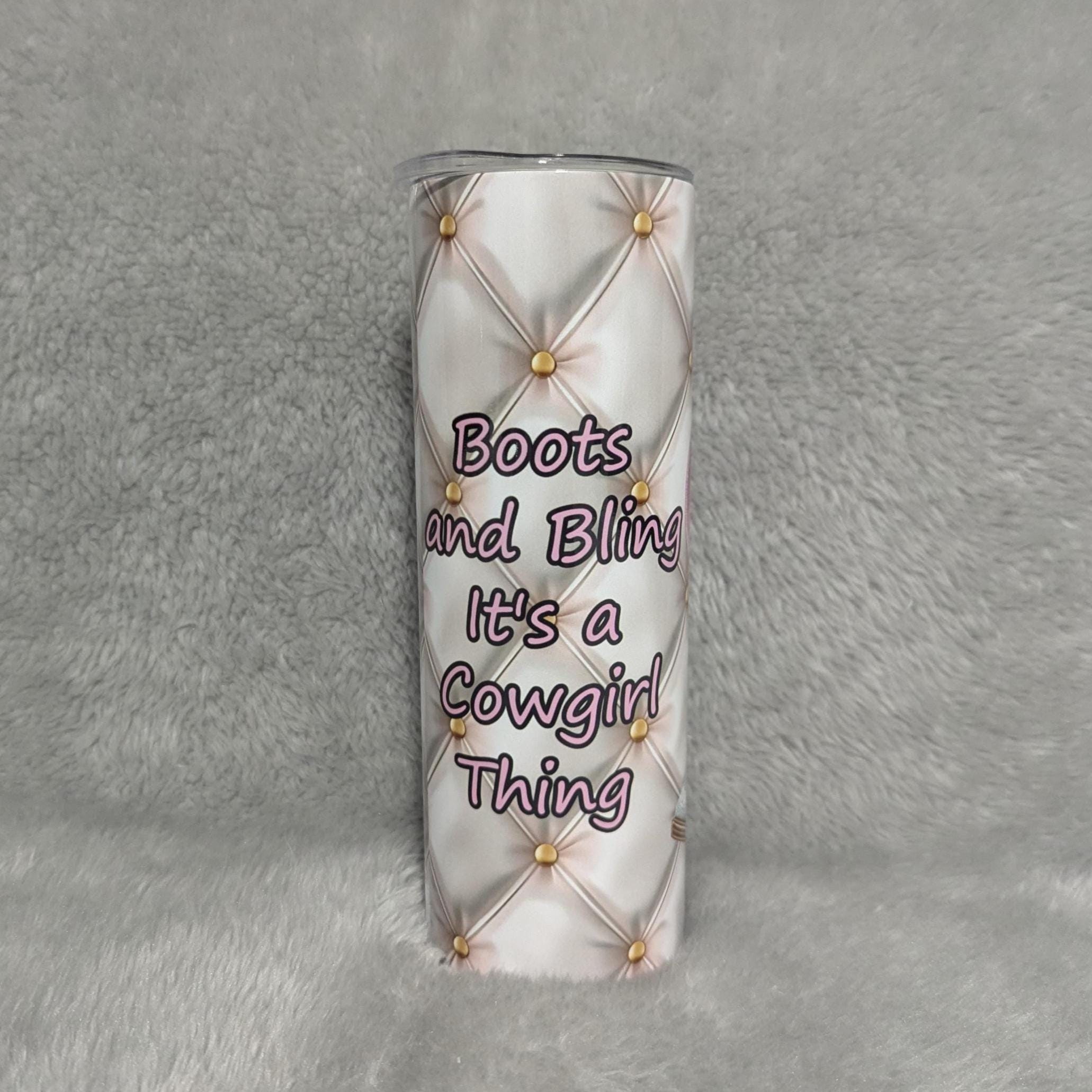 Cowgirl Boots and Bling Tumbler 20oz With Reusable Straw, Can Be Personalized