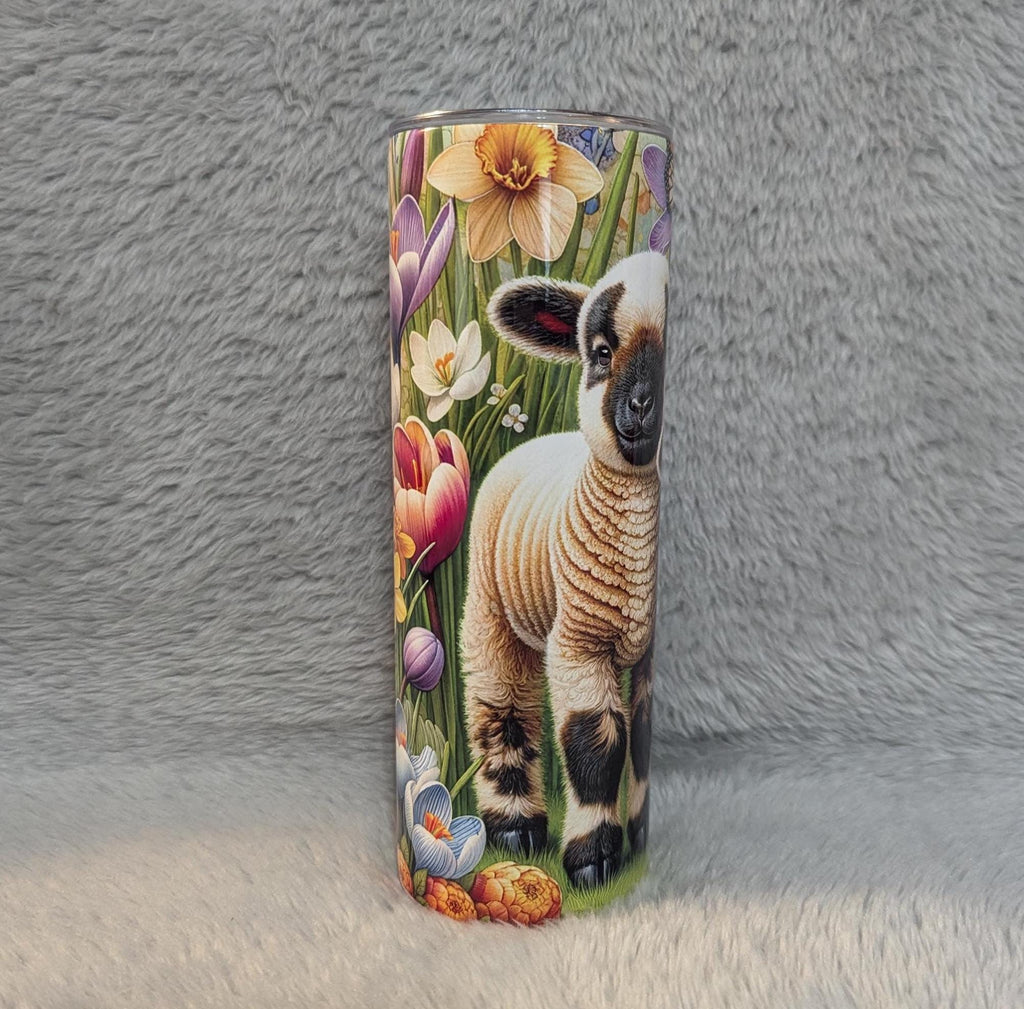Adorable Lamb Tumbler 20oz With Reusable Straw, Can Be Personalized