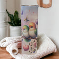 Pretty Lovebird Tumbler 20oz With Reusable Straw, Can Be Personalized