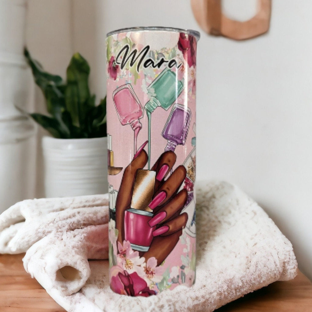 Nail Tech Tumbler 20oz With Reusable Straw, Can Be Personalized