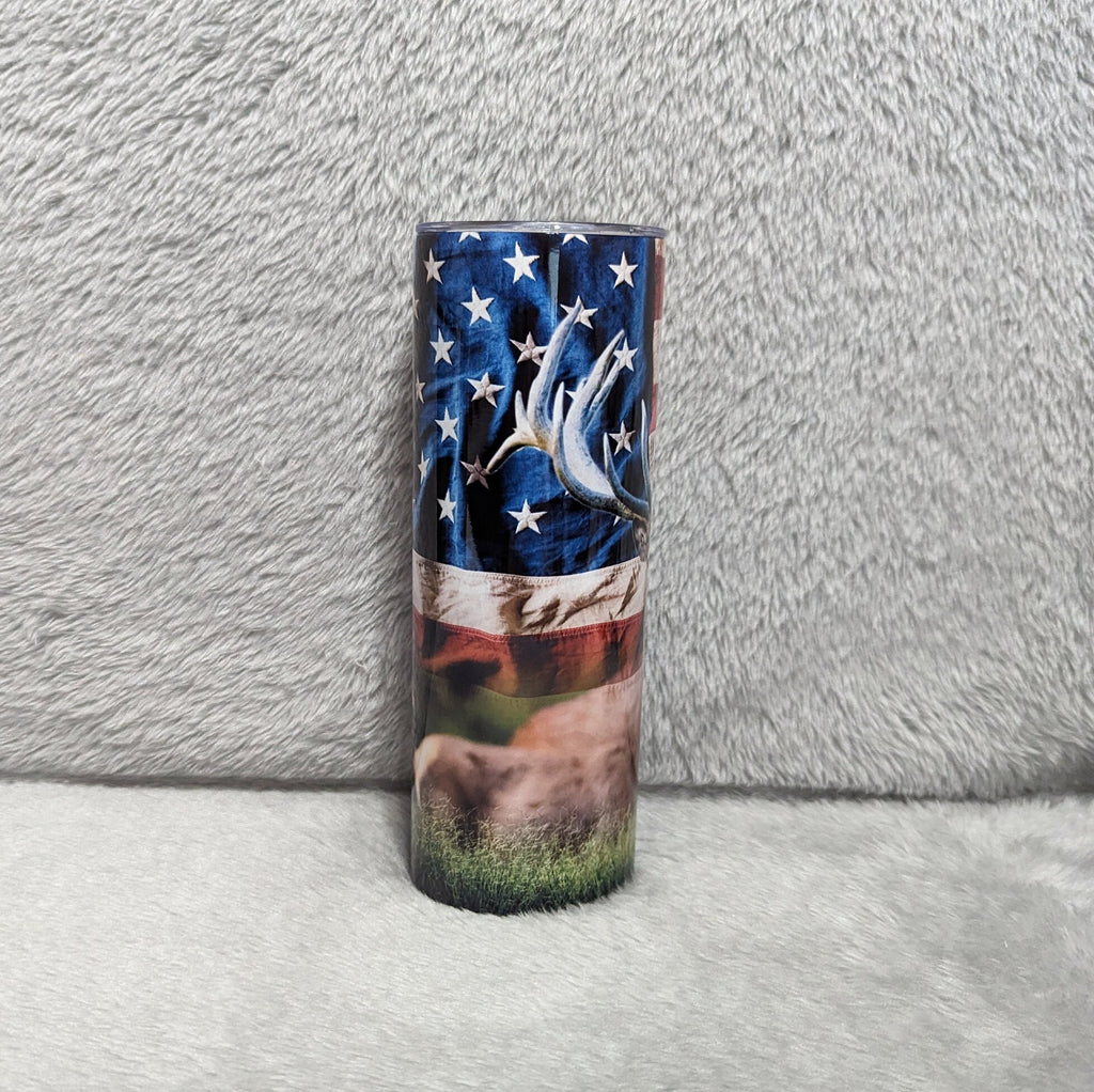 Deer Buck Tumbler 20oz With Reusable Straw, Can Be Personalized