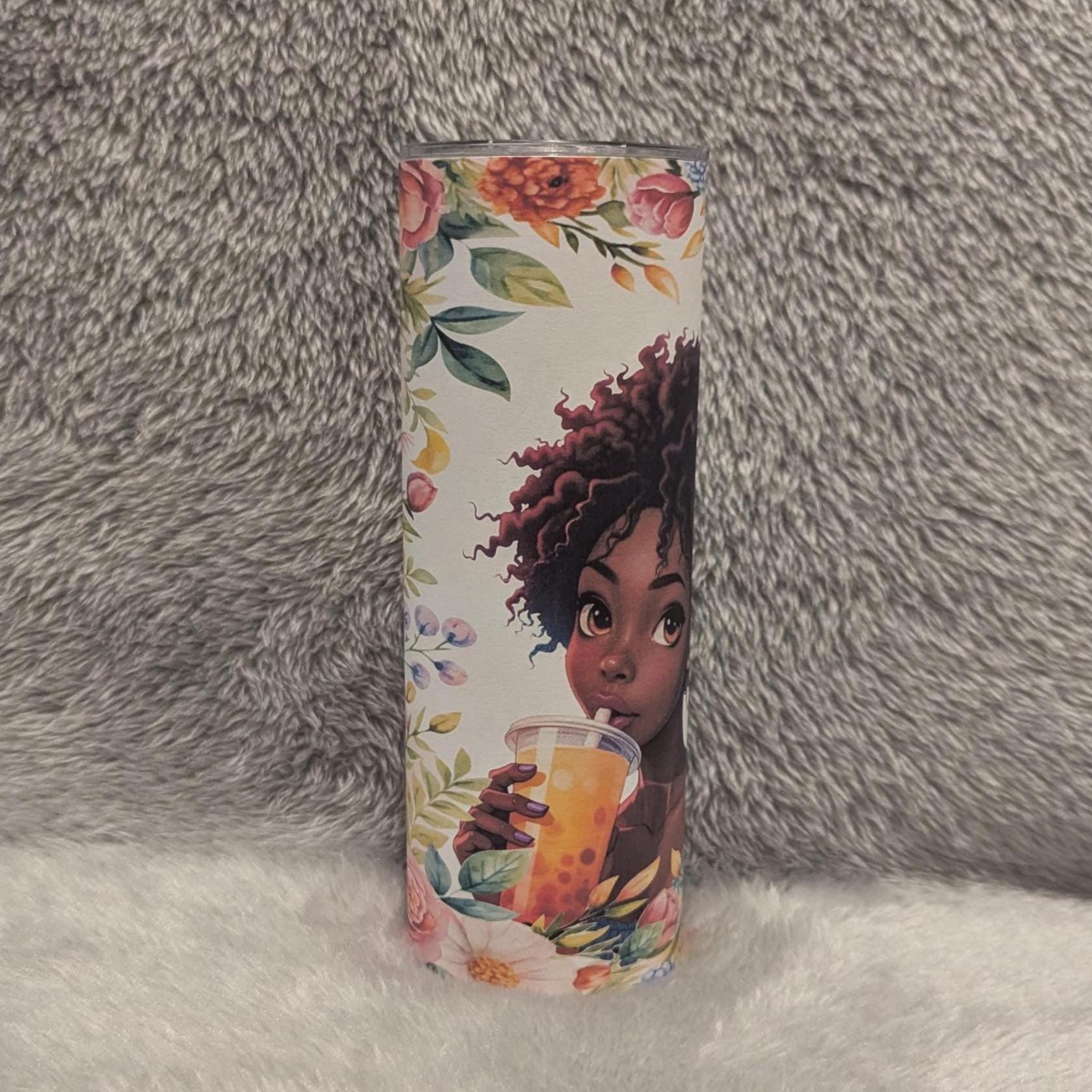 Summer Girl Tumbler 20oz With Reusable Straw, Can Be Personalized