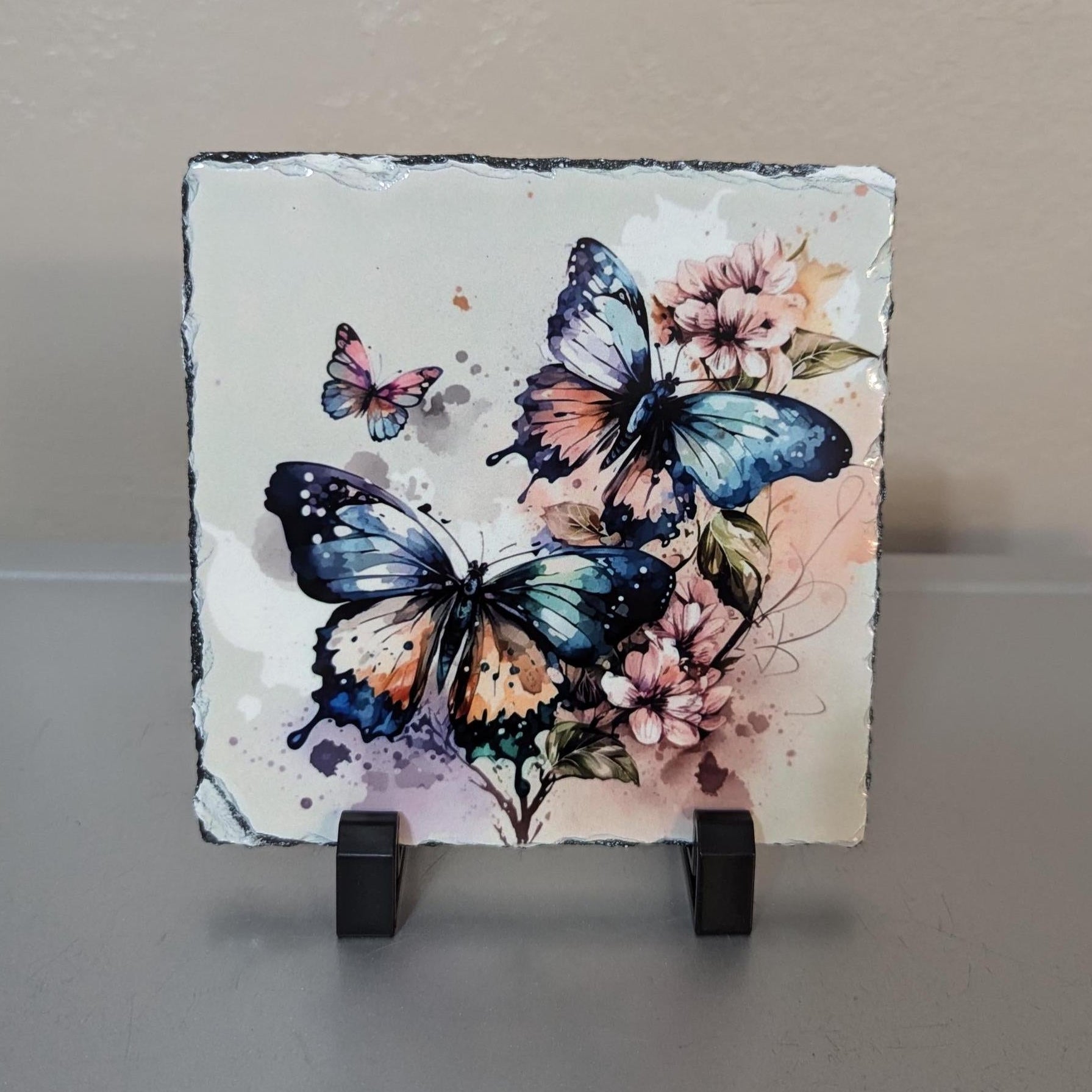 Slate Butterfly Picture With Display Legs