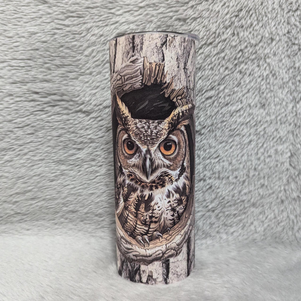 Owl Tumbler 20oz With Reusable Straw, Can Be Personalized