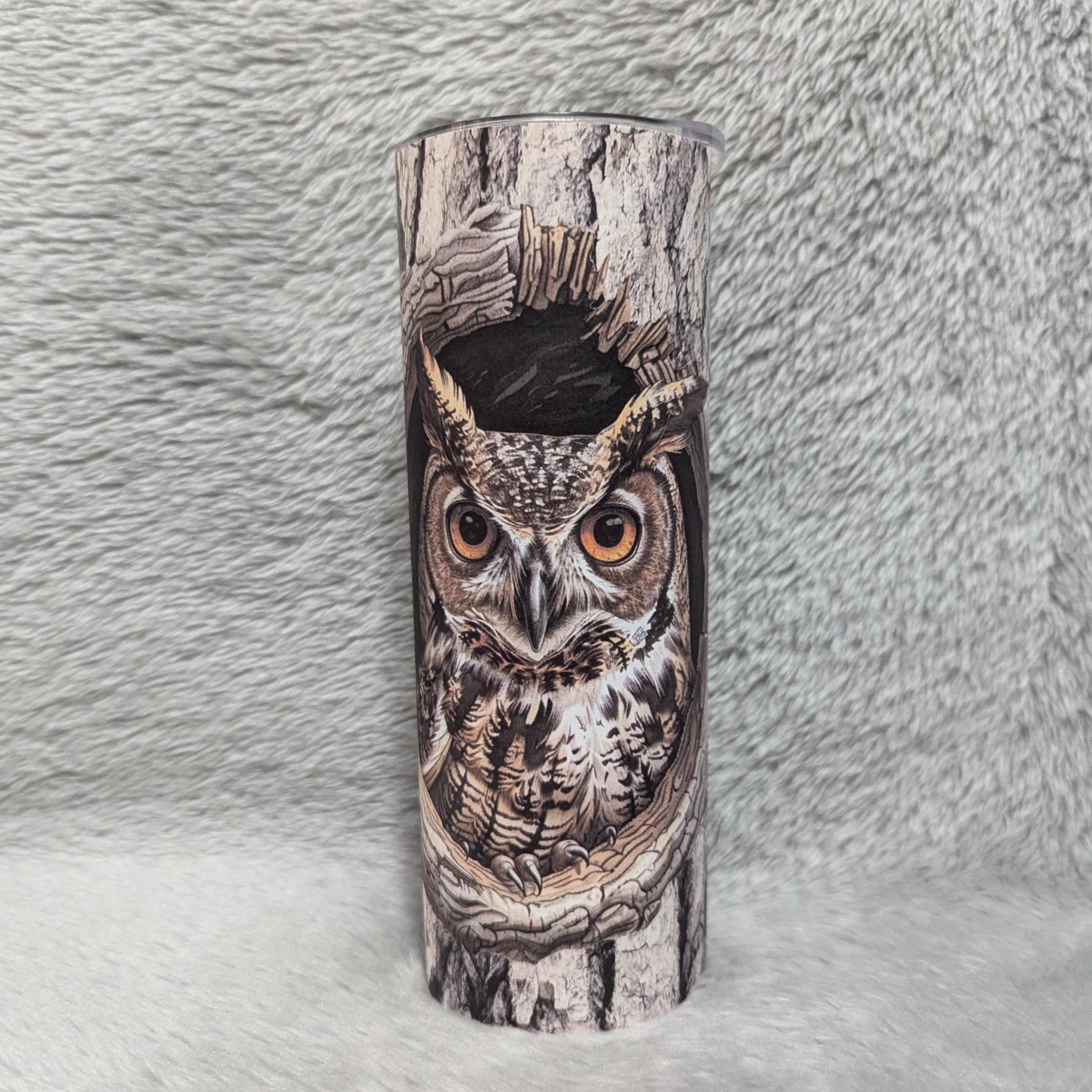 Owl Tumbler 20oz With Reusable Straw, Can Be Personalized