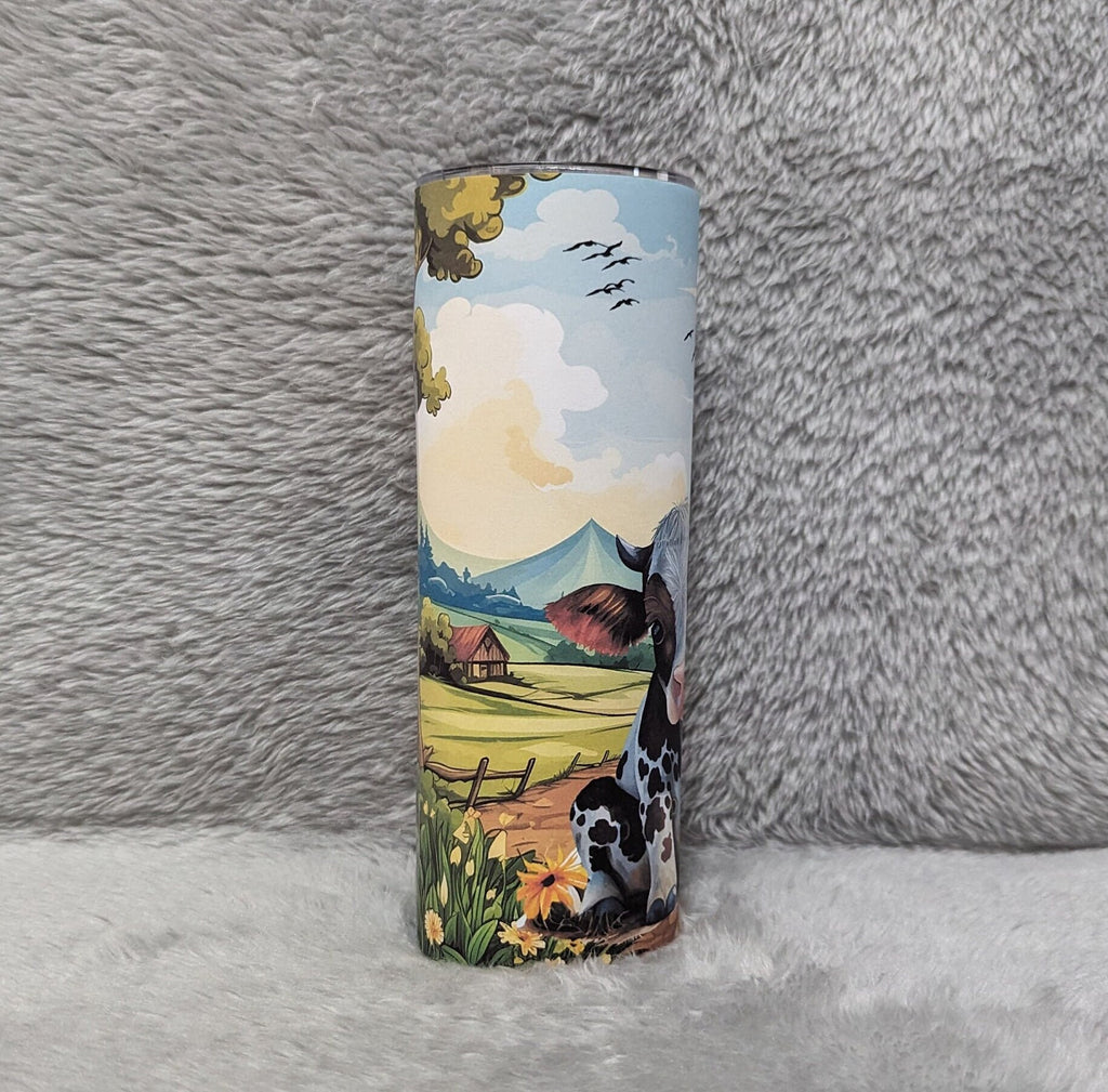 Cow Calf Tumbler 20oz With Reusable Straw, Can Be Personalized
