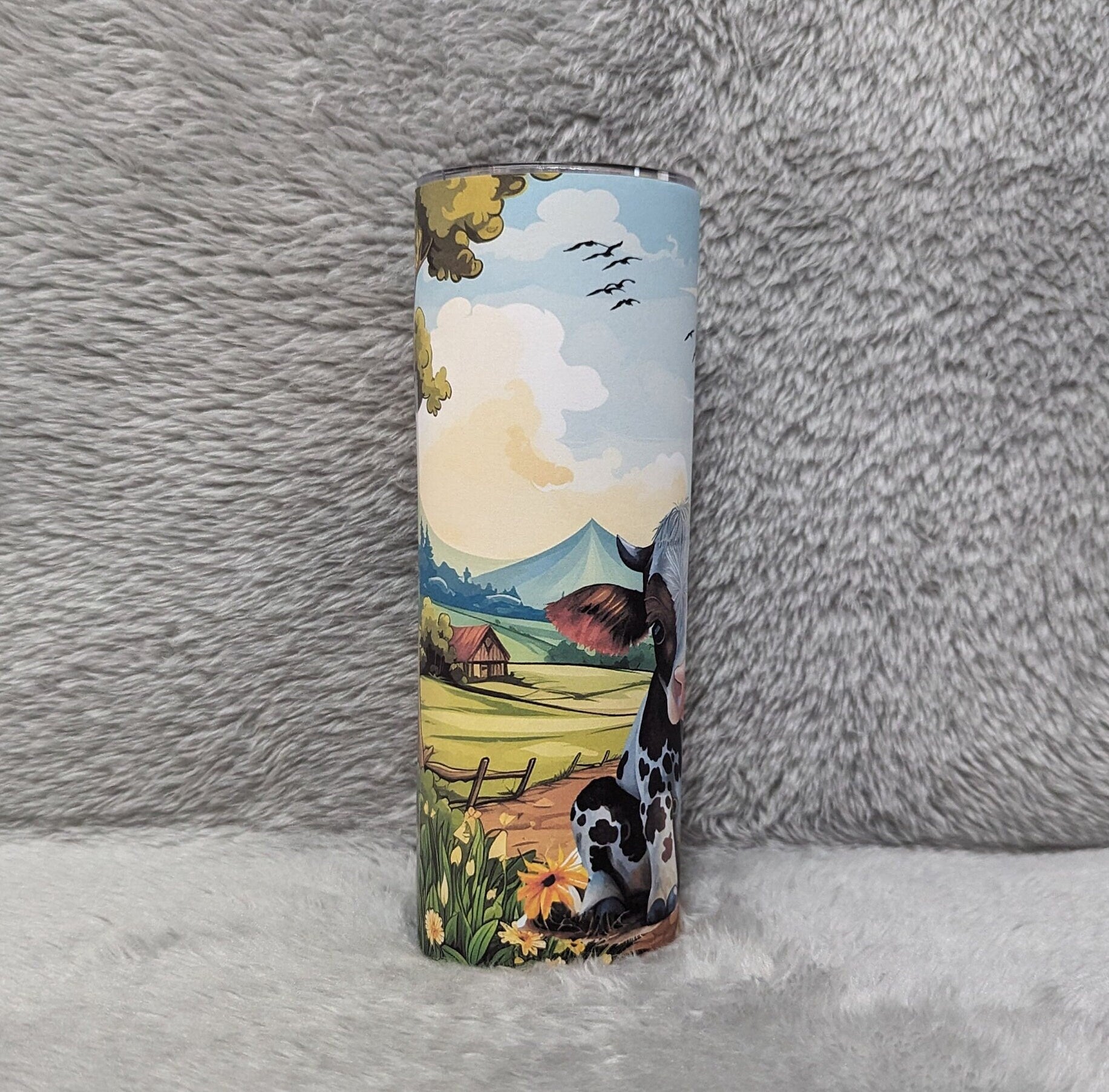 Cow Calf Tumbler 20oz With Reusable Straw, Can Be Personalized