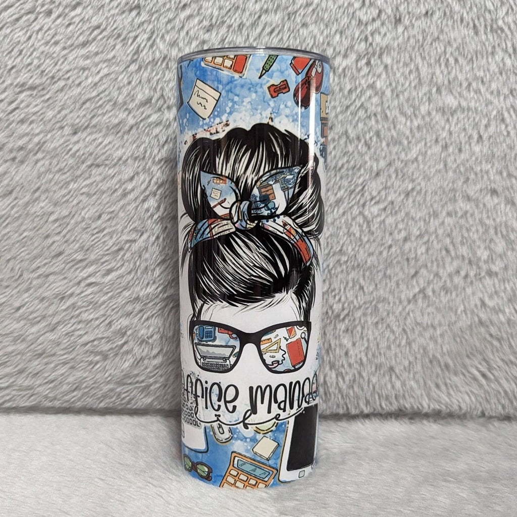 Office Manager Tumbler 20oz With Reusable Straw, Can Be Personalized