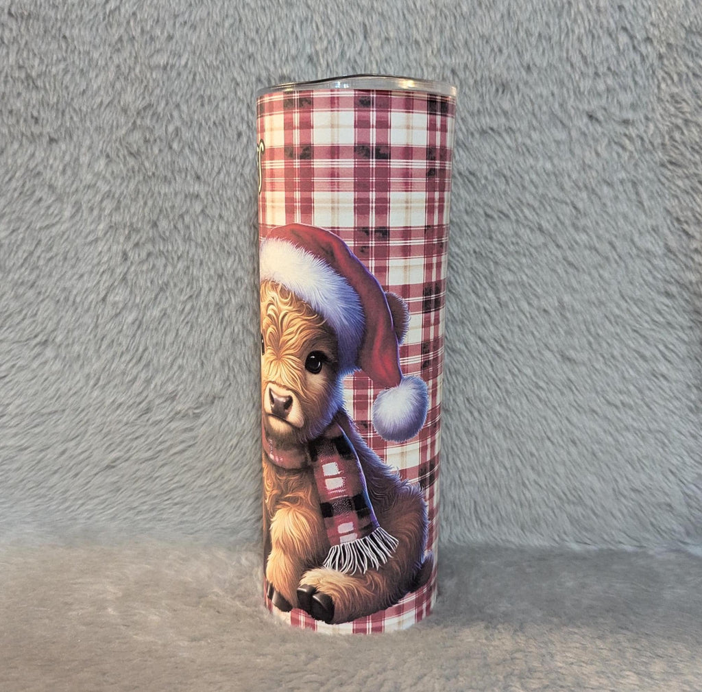 Highland Cow Christmas Tumbler 20oz With Reusable Straw