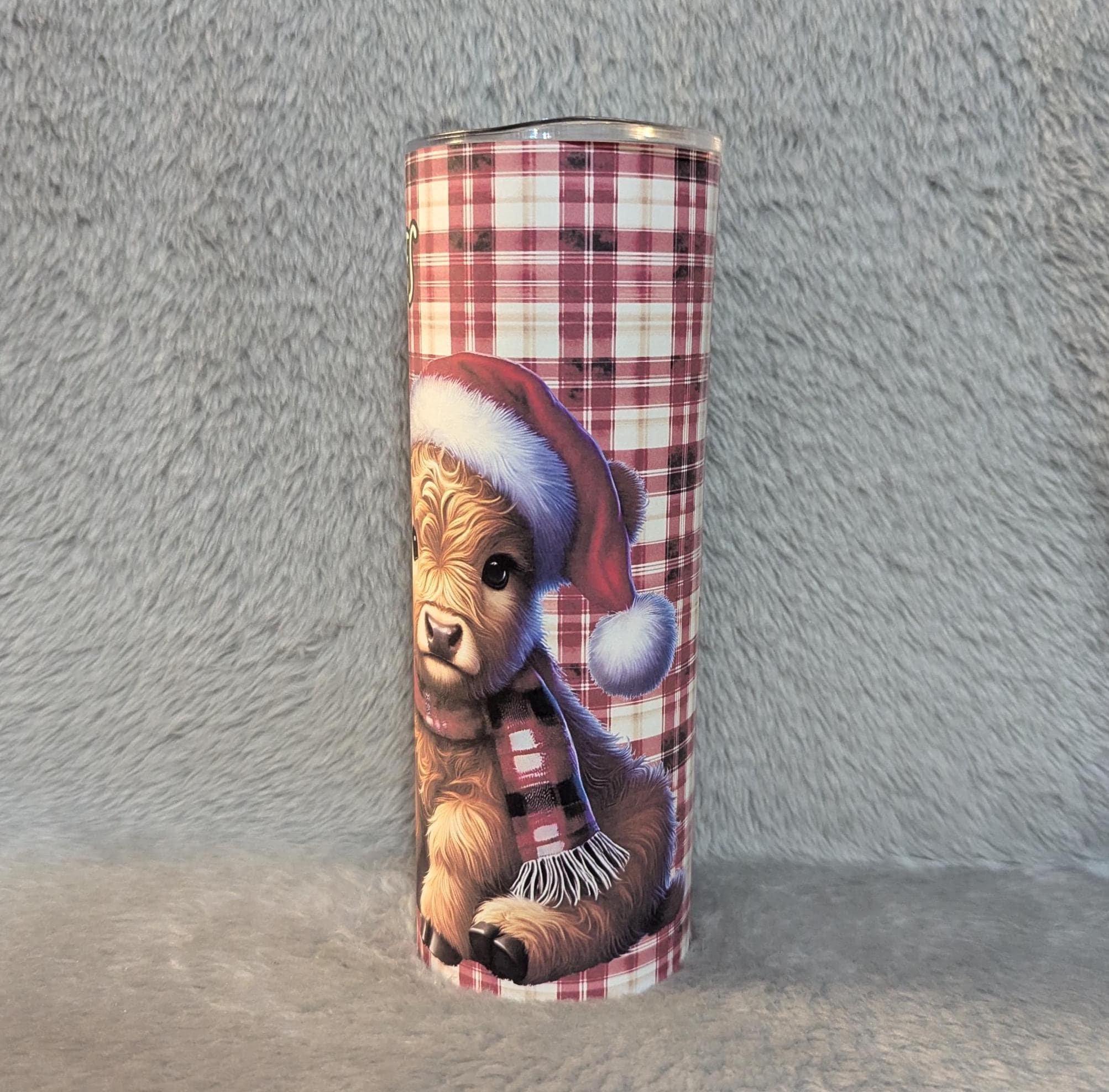 Highland Cow Christmas Tumbler 20oz With Reusable Straw
