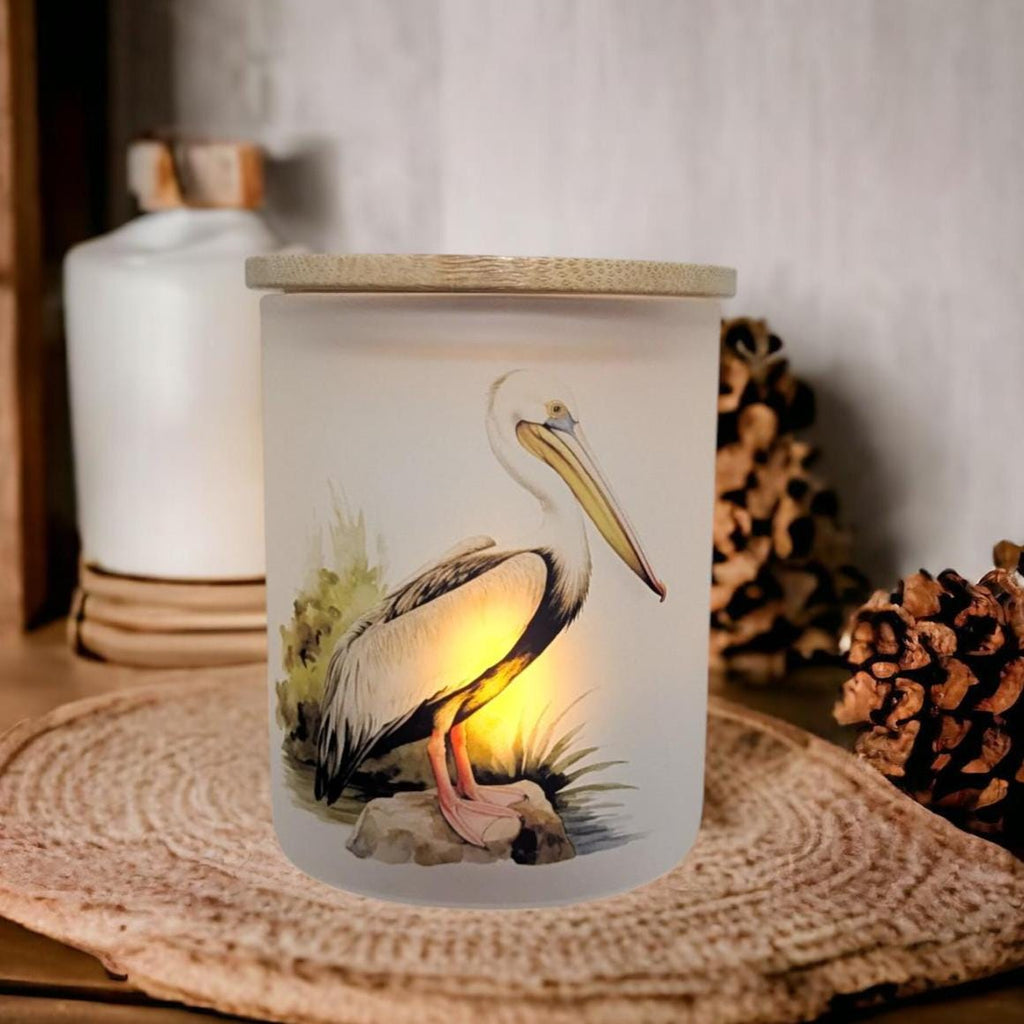 Beautiful Pelican Candle Holder Includes A Battery Operated Flickering Tea Light