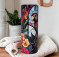 Colorful Parrot Tumbler With A Stained Glass Design 20oz With Reusable Straw, Can Be Personalized