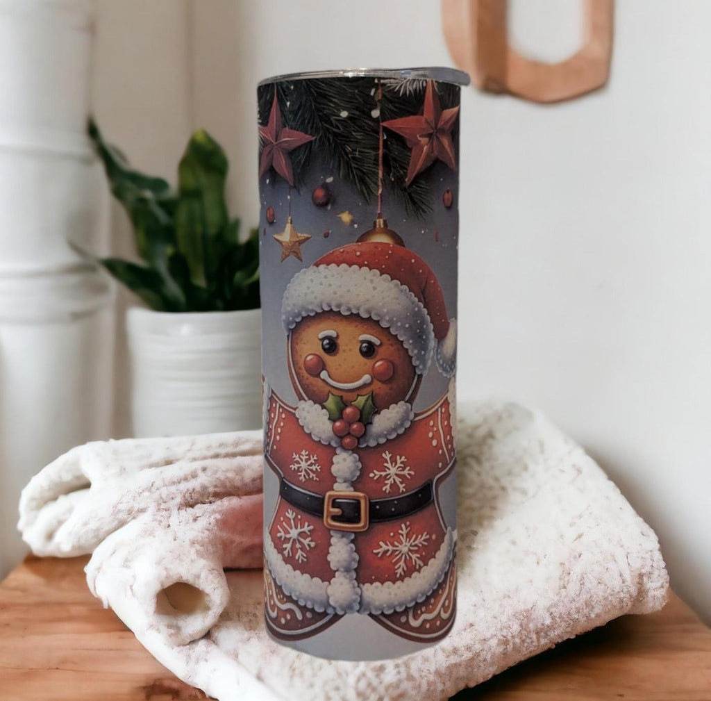 Gingerbread Man Tumbler 20oz With Reusable Straw, Can Be Personalized